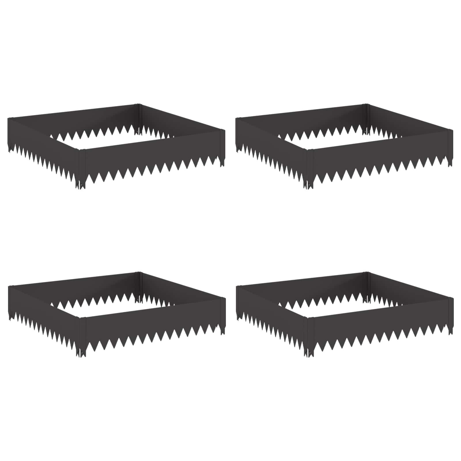 vidaXL Beetumrandung Raseneinfassung 4 Stk. 100 x 100 x 20 cm Stahl Schwarz