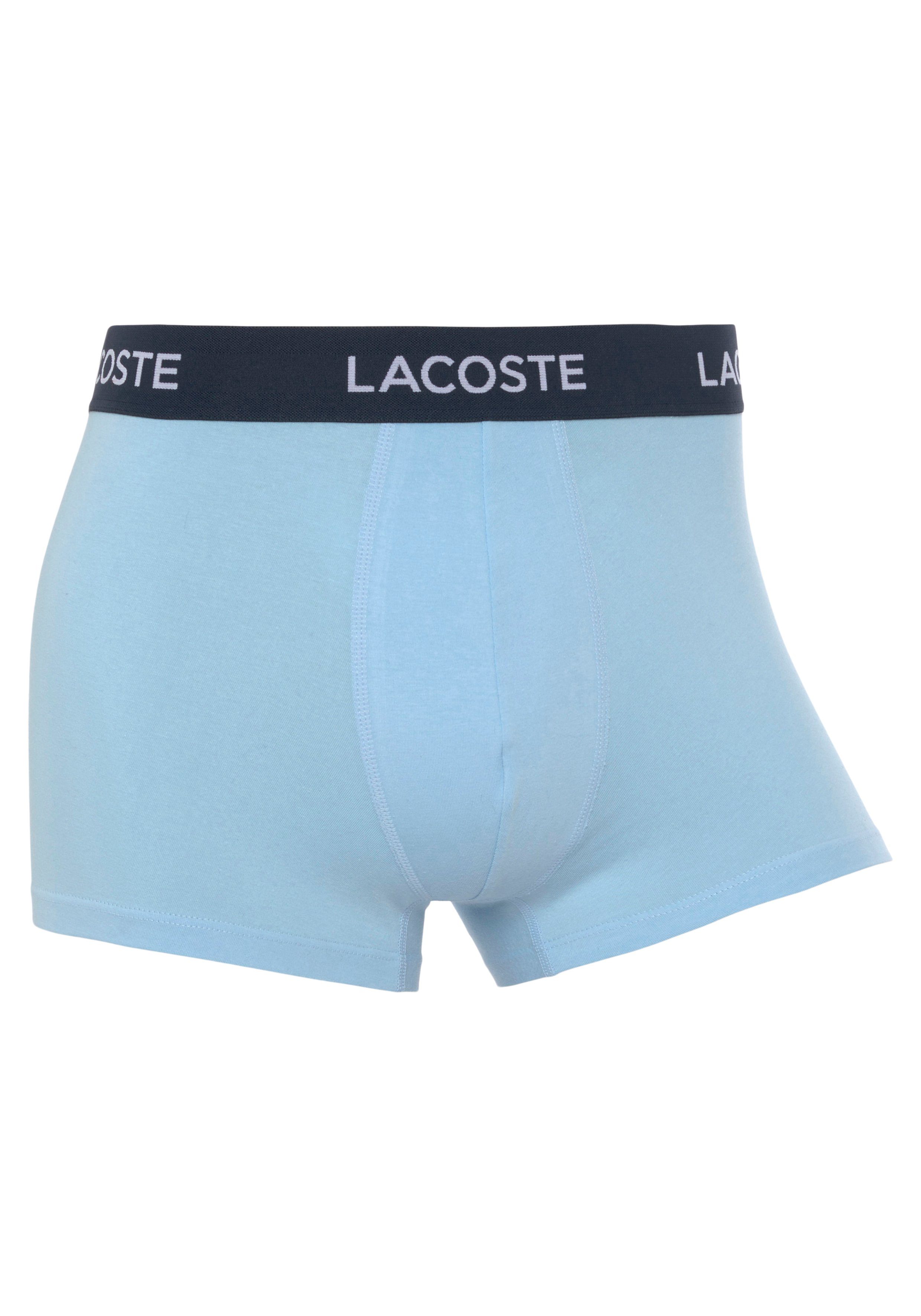 3er-Pack) (Packung, navy/ Lacoste Bund blau/ 3-St., hellblau Lacoste-Schriftzug am Boxershorts mit