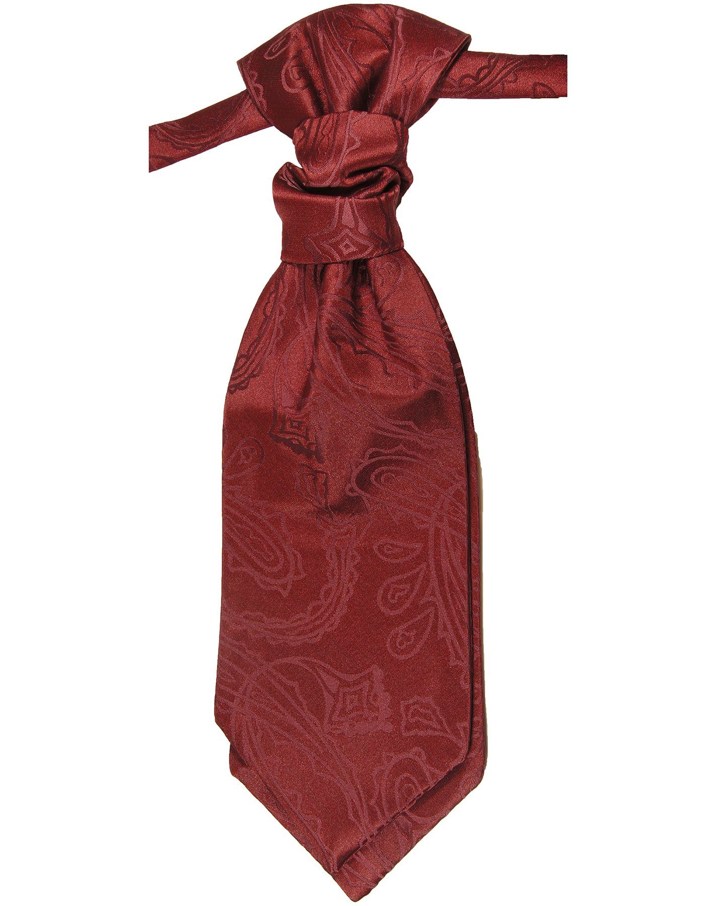 Paul Malone Krawatte Elegantes Herren Plastron barock Hochzeitskrawatte - vorgebunden weinrot v1