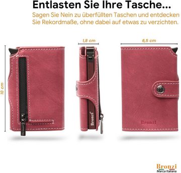 Bronzi Geldbörse (Herren Groß Vintage Leder Geldbörse, Herren Portemonnaie mit RFID Schutz), mit Geschenkbox - Italienische Geldbeutel Herren, Slim