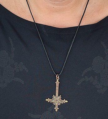 Kiss of Leather Kettenanhänger umgedrehtes Kreuz Bronze Anhänger Satan Satanist Teufel Satanskreuz