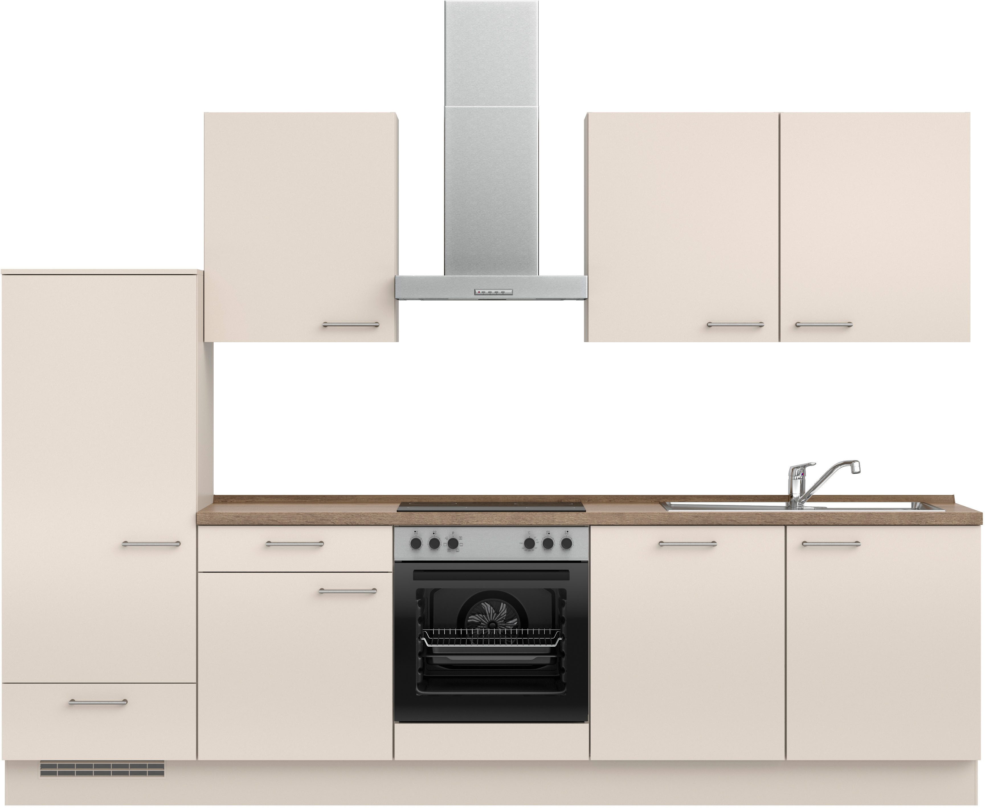 nobilia® Küchenzeile "Laser I", Ausrichtung wählbar, Breite 300 cm, vormontiert, wahlw. mit unterschiedlichen E-Geräten-Sets