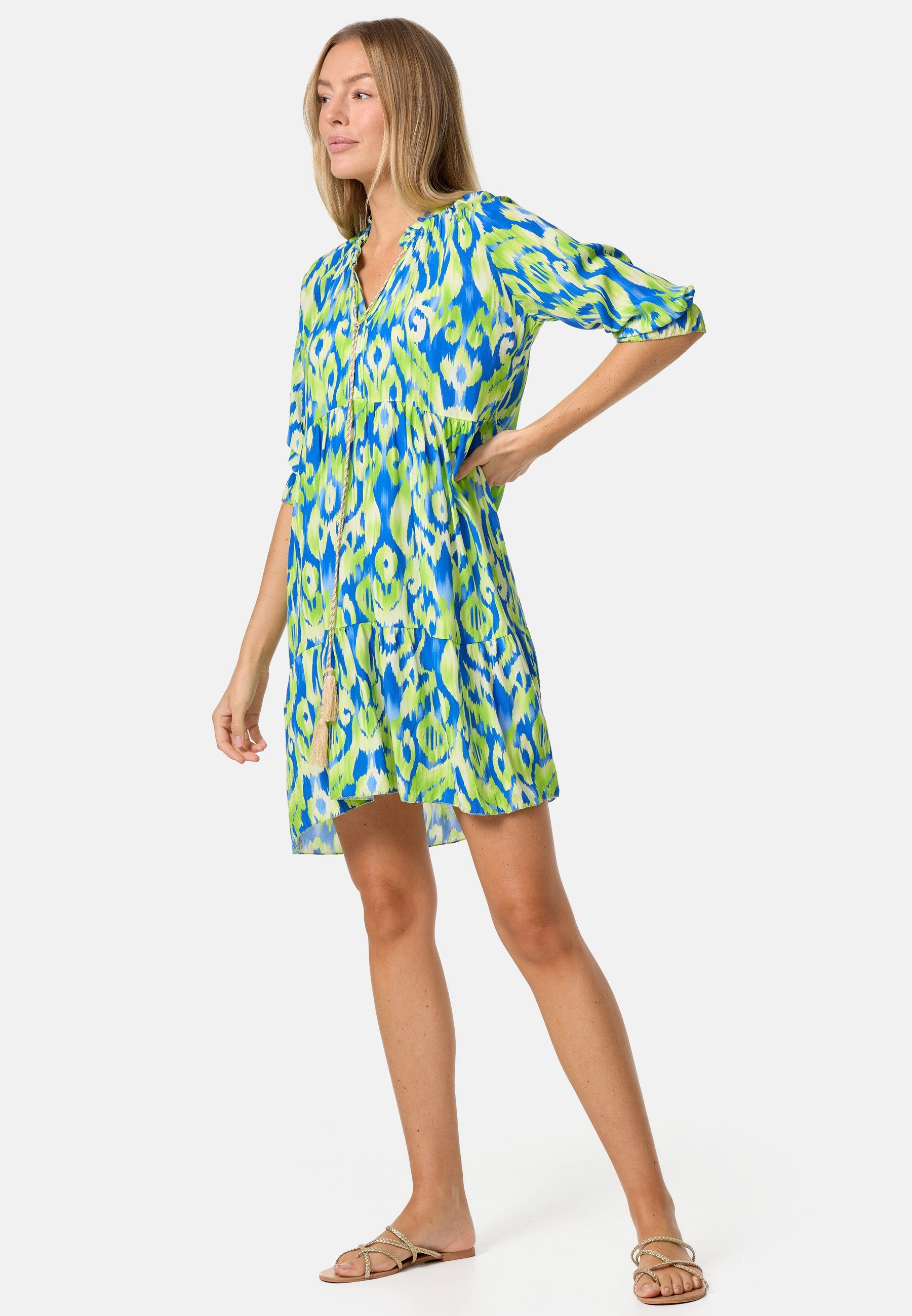Rayshyne Tunikakleid PM-31 (Sommerkleid Jersey Strandkleid mit Muster in Einheitsgröße)