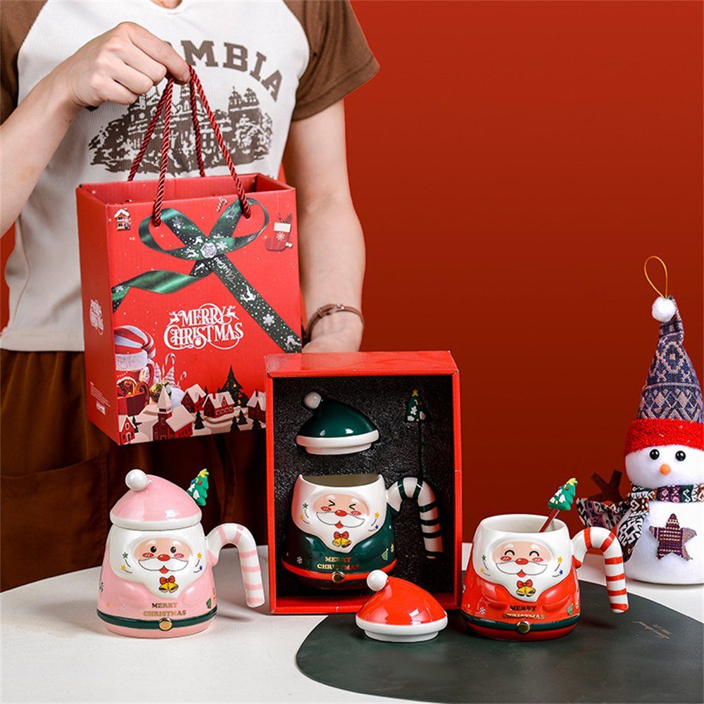 Rouemi Tasse Becher, Keramik Becher Malerei Becher Geschenk Weihnachten Rot Aquarell