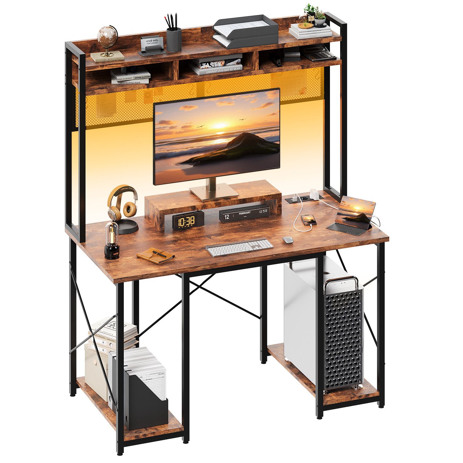 Eckschreibtisch Schreibtisch Computertisch L-förm Eckschreibtisch mit Monitor-Ständer