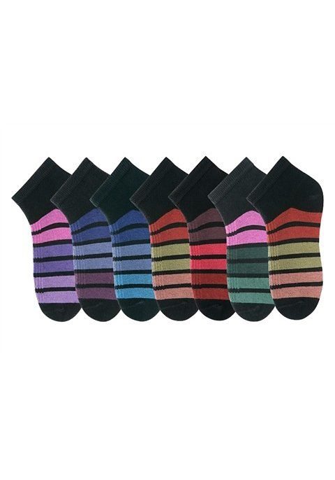 H.I.S Sneakersocken Damen kurze Sneaker Socken, Söckchen (Packung, 7-Paar, Gr. 35-38 bis 39-42) mit bunten Ringeln