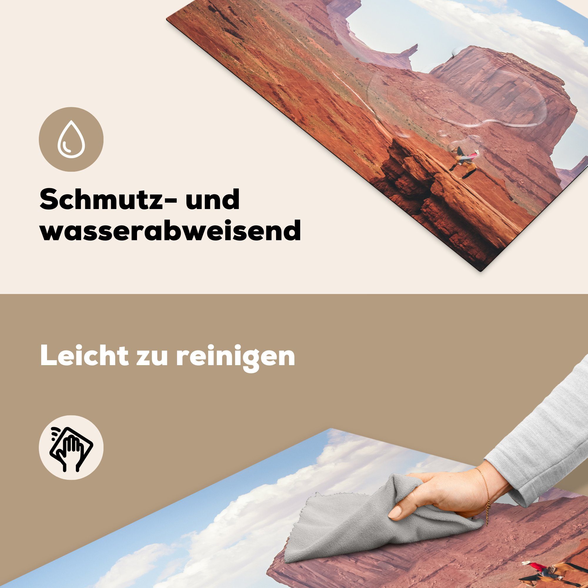 MuchoWow tlg), Pferd Ceranfeldabdeckung cm, - 81x52 Herdblende-/Abdeckplatte - Vinyl, Schutz (1 Landschaft, küche, für Cowboy die Induktionskochfeld