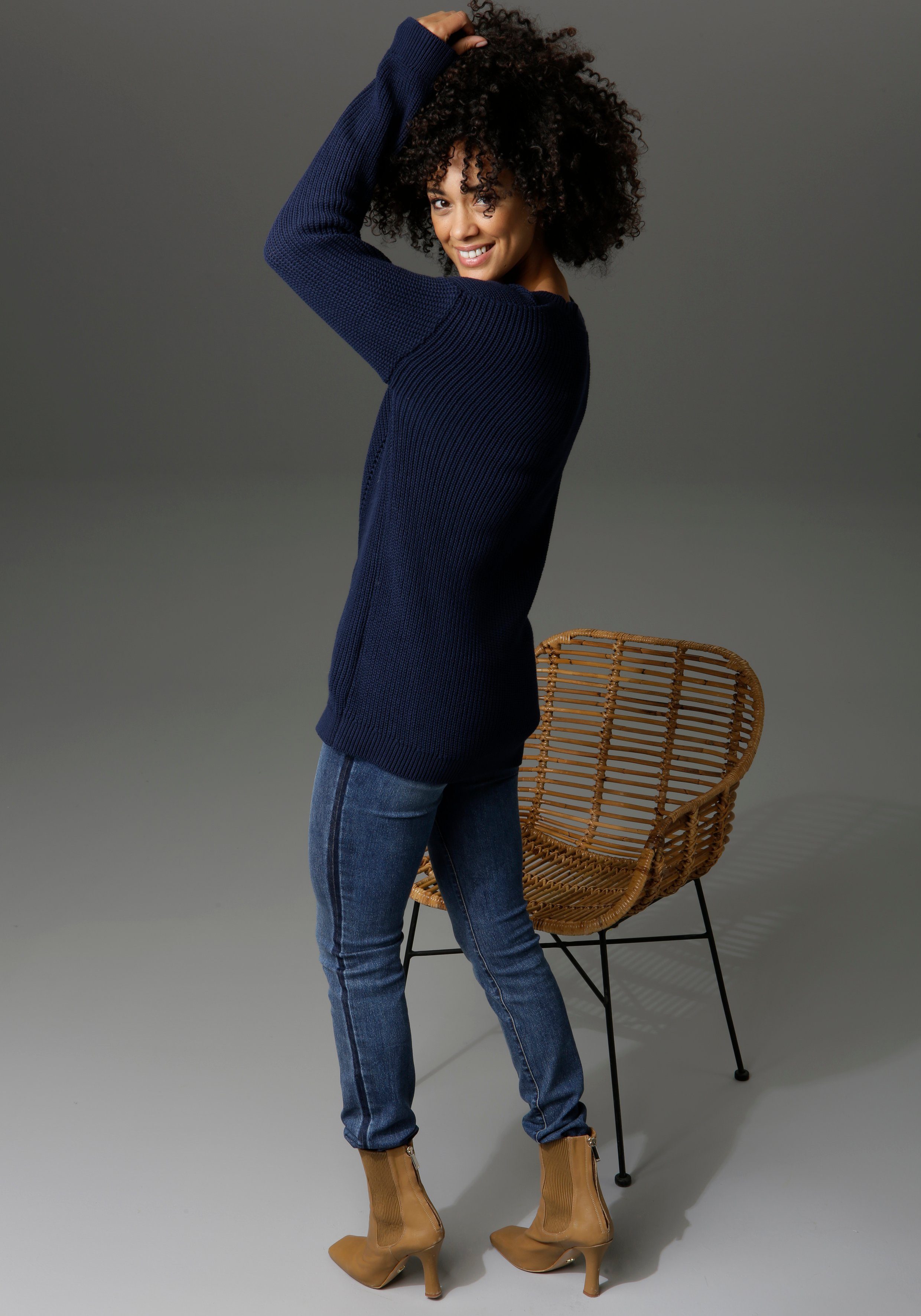 Aniston CASUAL Rundhalspullover im Mustermix