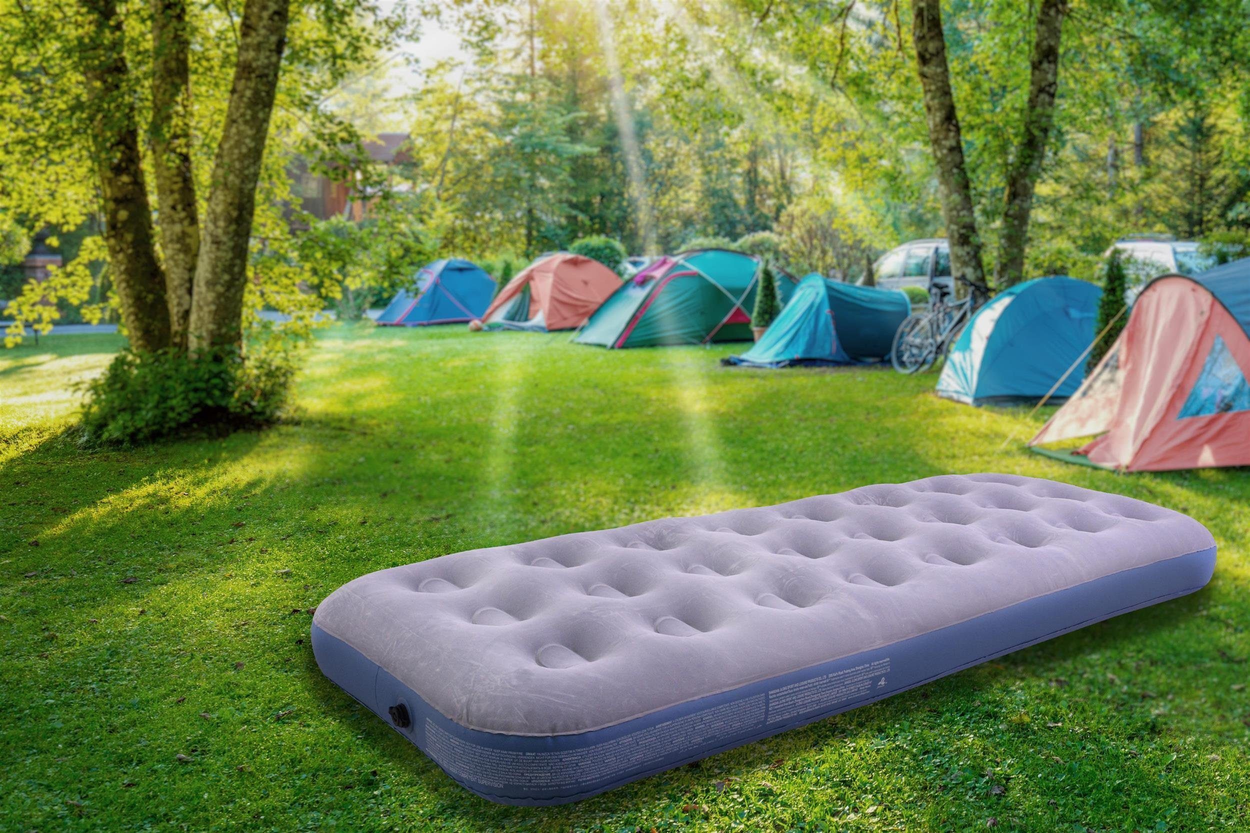 Campingbett 1 Avenli grau (Luftmatratze mit Luftbett Person), 191x73x22 beflockter für cm, Gästebett Oberfläche