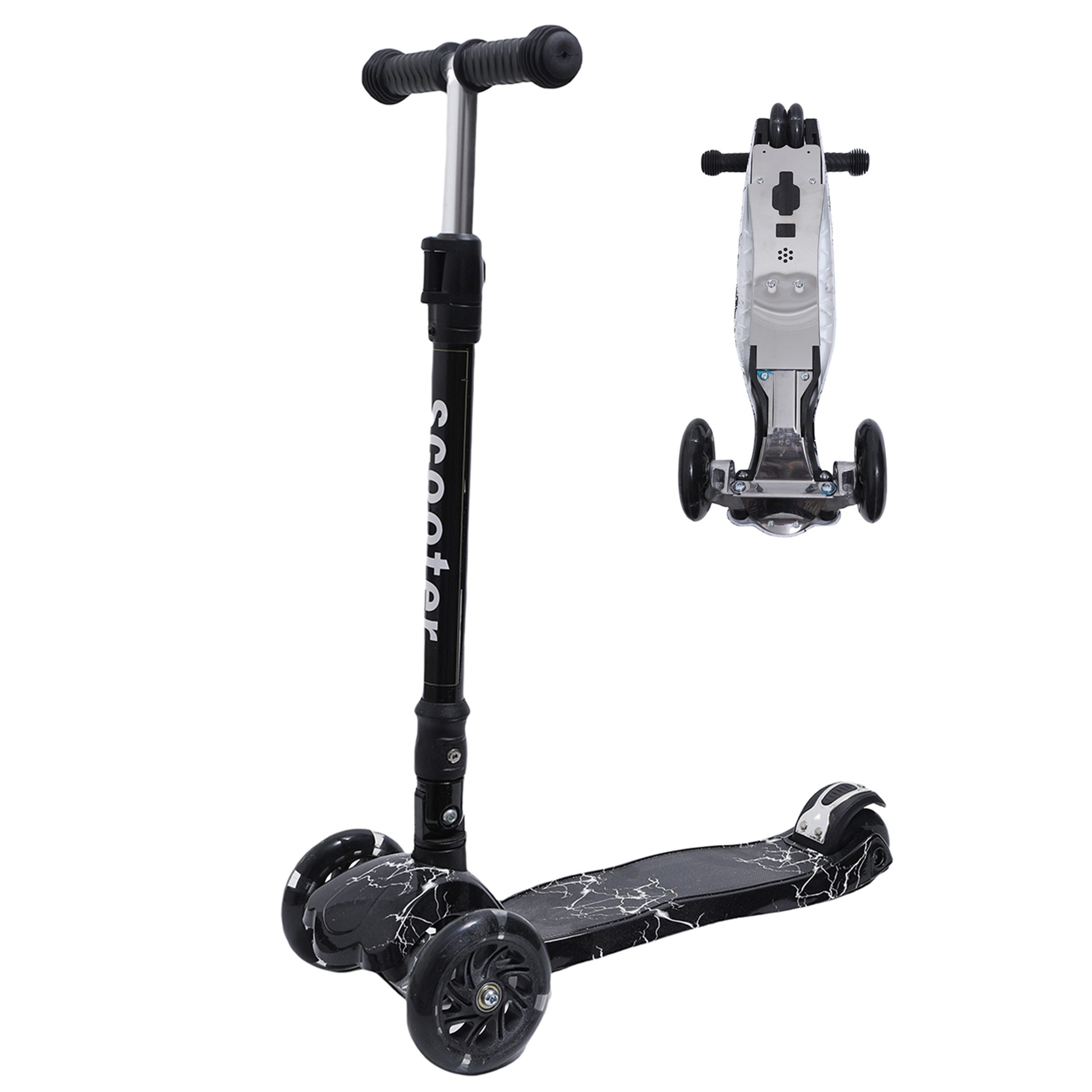 Habib Gruppe Dreiradscooter Kinderroller ab 3 Jahre mit Metall-Trittbrett LED klappbar, Metall-Trittbrett, LED-Räder, klappbar, Lenker höhenverstellbar