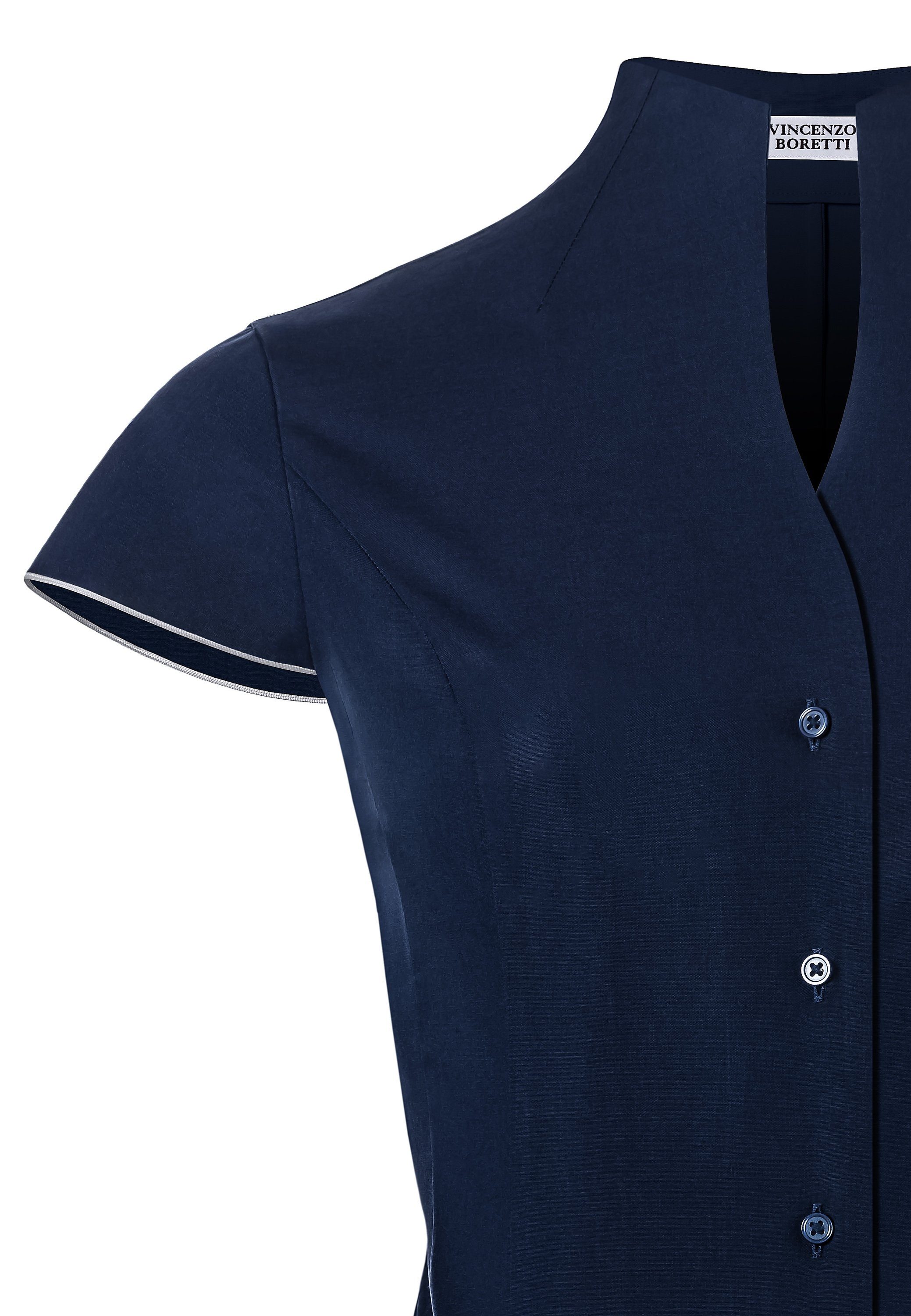 Vincenzo Boretti Klassische Bluse leicht tailliert Kelchkragen Kurzarm günstig online kaufen