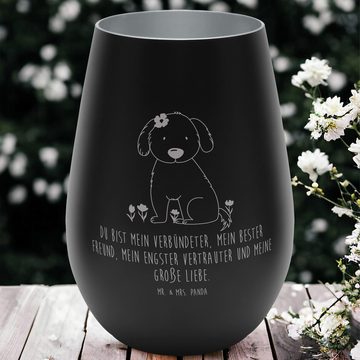 Mr. & Mrs. Panda Windlicht Hund Dame - Schwarz - Geschenk, Hundebesitzer, Windlicht, Windlicht G (1 St)