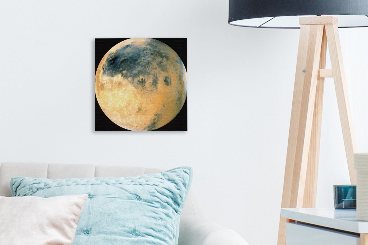 Leinwand Gelb Wohnzimmer Leinwandbild Bilder (1 Planet Schlafzimmer Mars, OneMillionCanvasses® St), gefärbter für