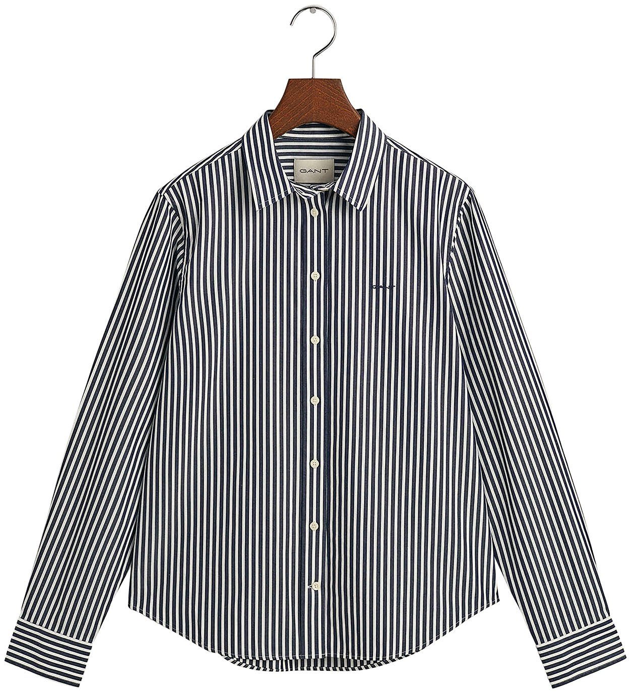 Gant Hemdbluse REG POPLIN STRIPED SHIRT mit einer kleinen Logostickerei auf der Brust Classic blue