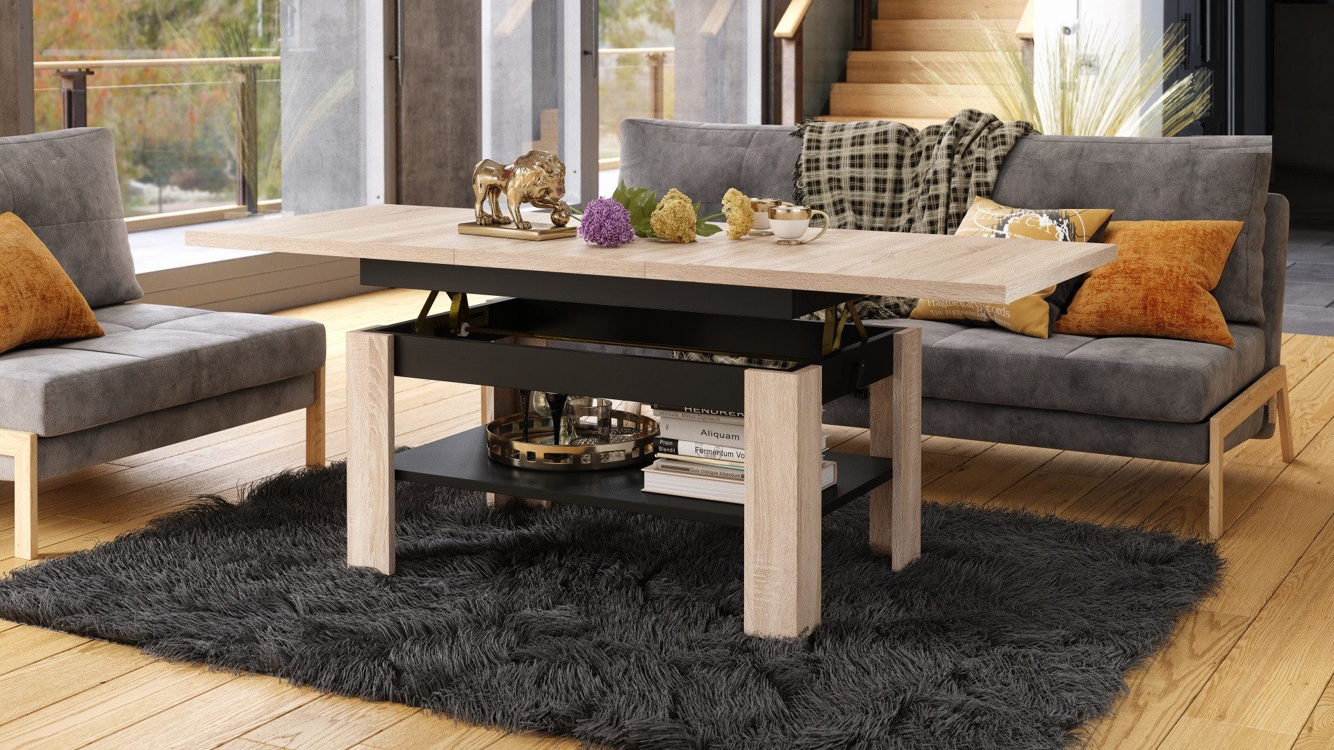designimpex Couchtisch Design Rio stufenlos höhenverstellbar günstig online kaufen