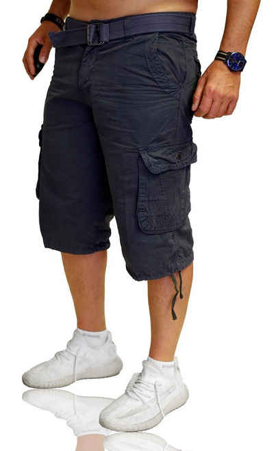 RMK Cargoshorts Herren Short Shorts Bermuda kurze Hose Cargos + Gürtel aus Baumwolle, in Unifarbe