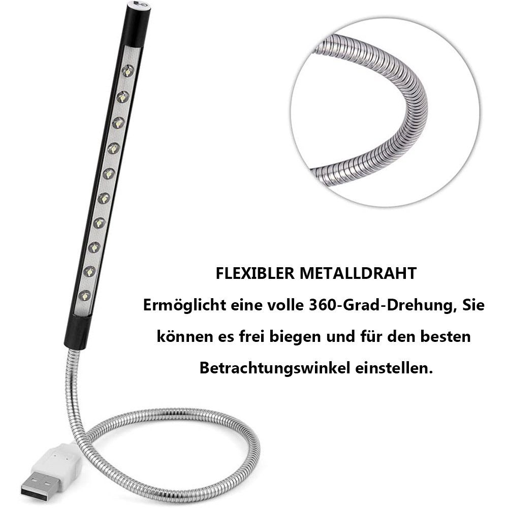 Stick Schwarz LED GelldG Leselampe LED Flexibler LED Lampe USB Leselampen USB