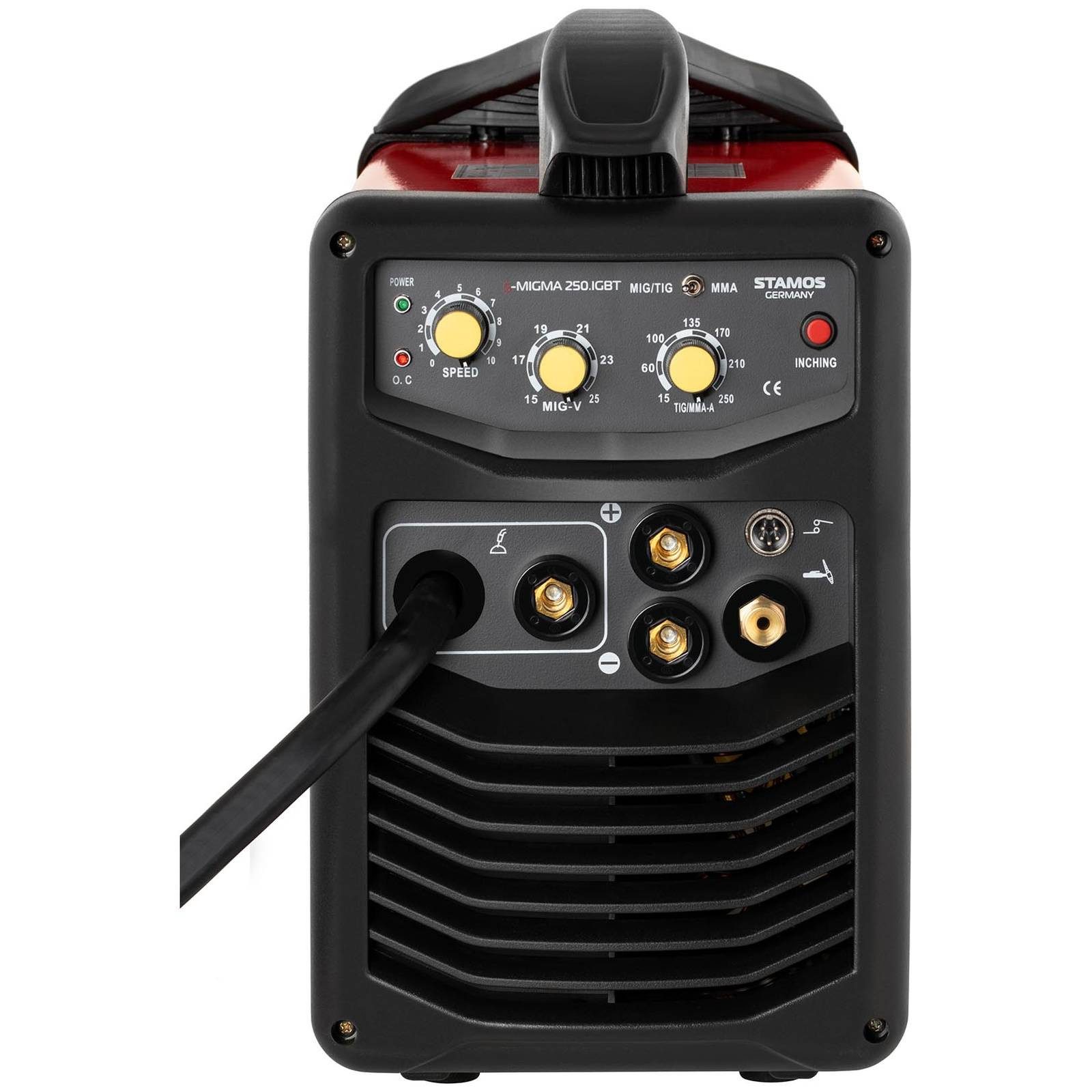 Stamos Welding Group Elektroschweißgerät Schweißgerät Kombi 4in1 250A MIG MAG MMA WIG FCAW E Hand IGBT Inverter
