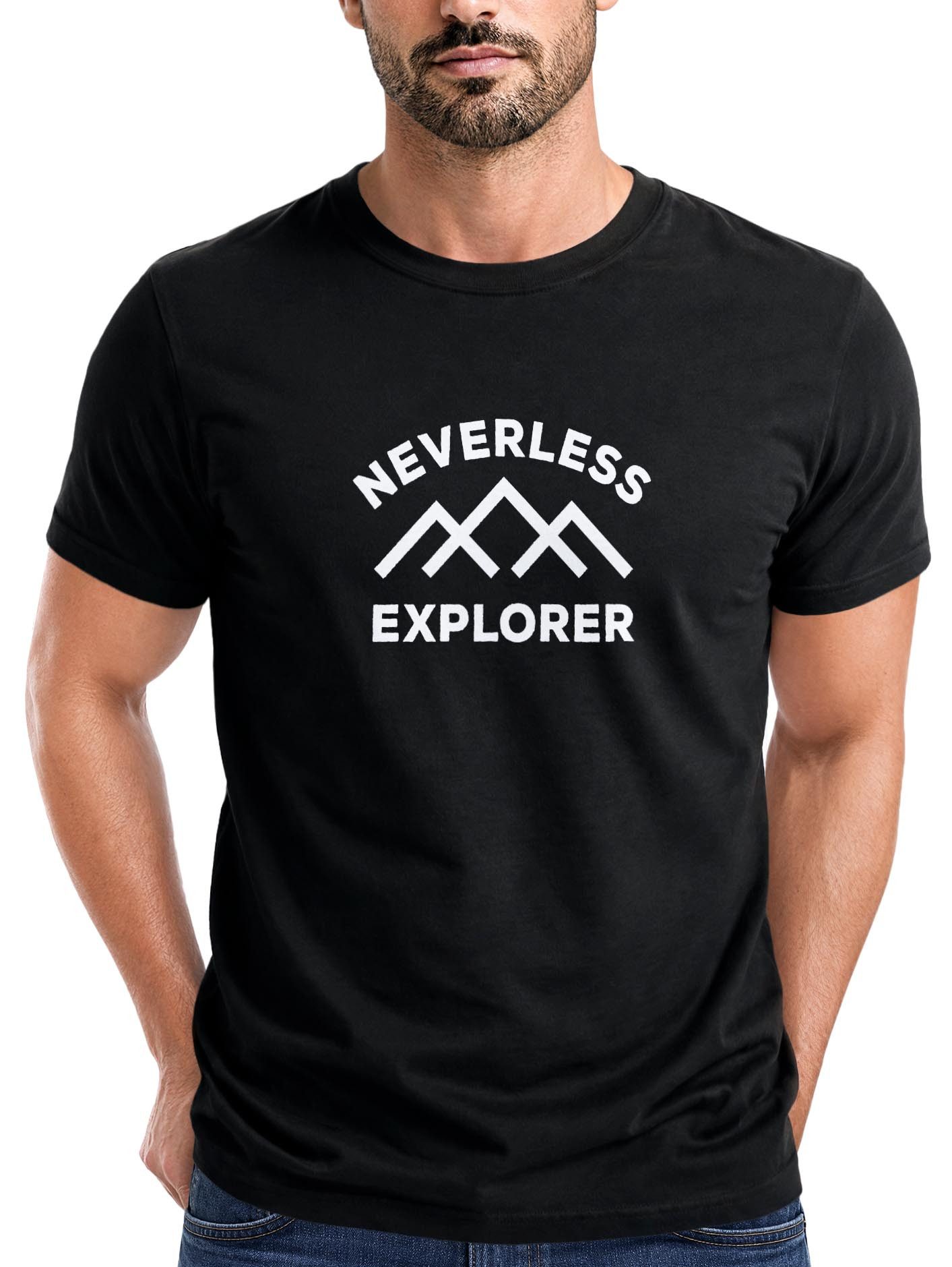 Print-Shirt Herren T-Shirt Aufdruck Outdoor Shirt mit Bergmotiv & Statement Print