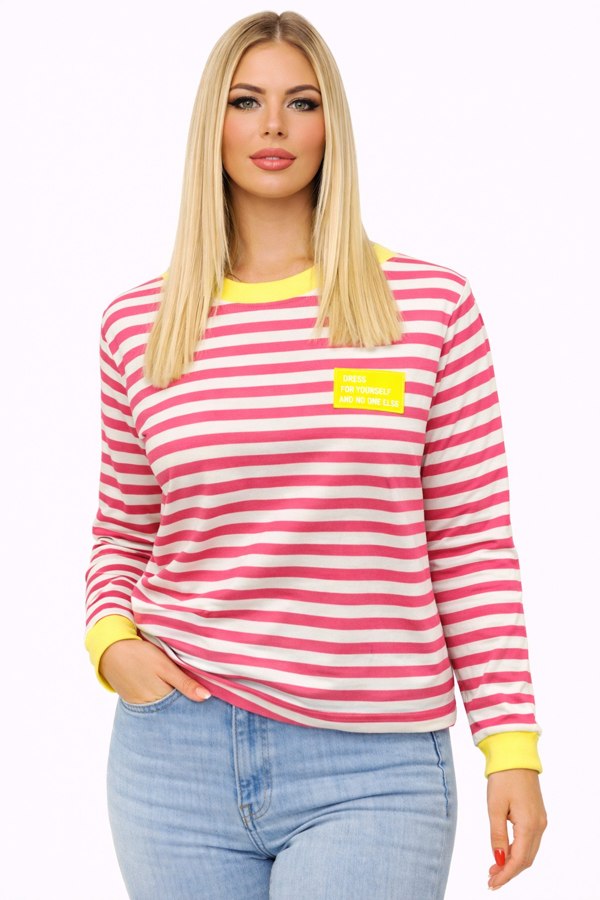 Worldclassca Longsleeve WORLDCLASSCA Longsleeve Shirt Streifen Langarm Sweatshirt Gestreift Neue Kollektion - Stilvolle und gemütliche Mode für Damen