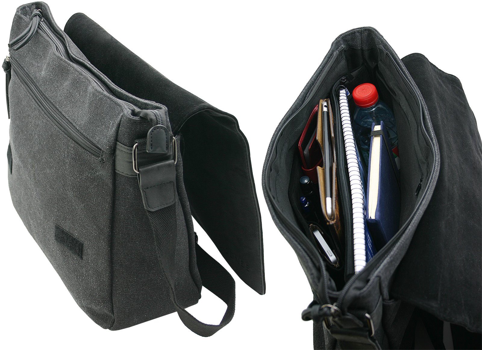 J JONES JENNIFER JONES Schultertasche Umhängetasche aus Canvas - Messenger Bag in 3 Größen