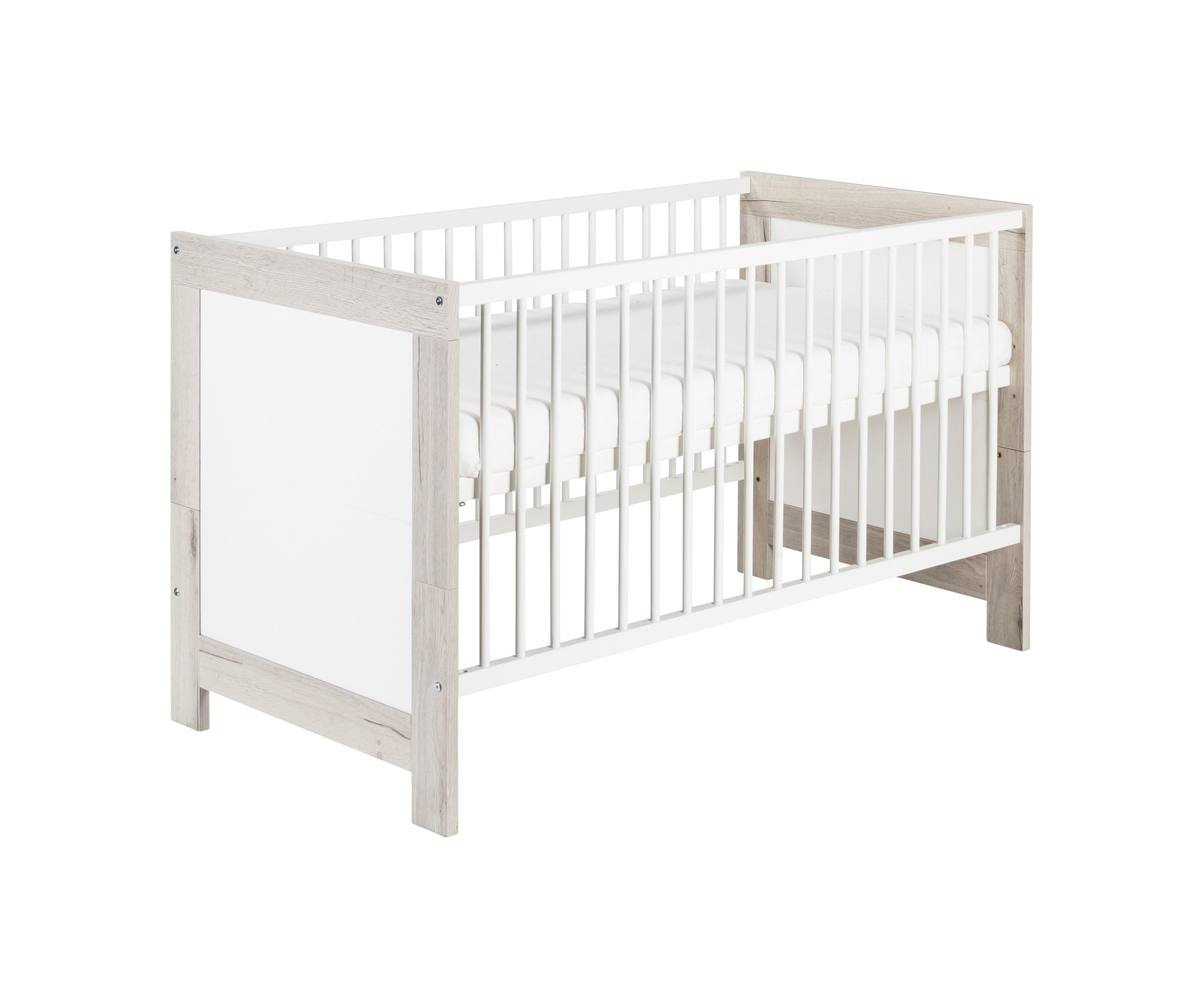 Schardt Babybett Nordic Halifax Kombi-Kinderbett 70x140cm, Halifax Eiche/weiß, Made in Germany; umbaubar zum Juniorbett