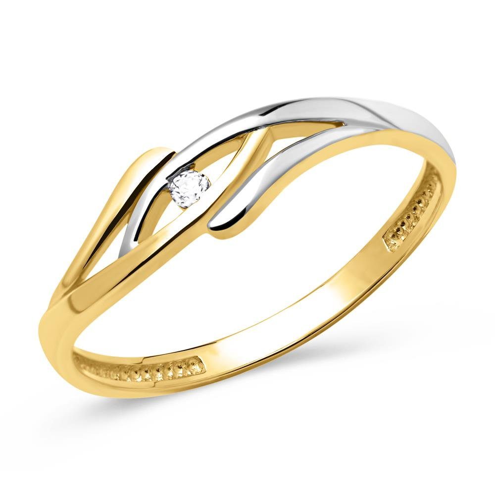 Unique Fingerring Polierter Unique 333 Gelb- Weißgold Ring mit Zirkonia GR0054