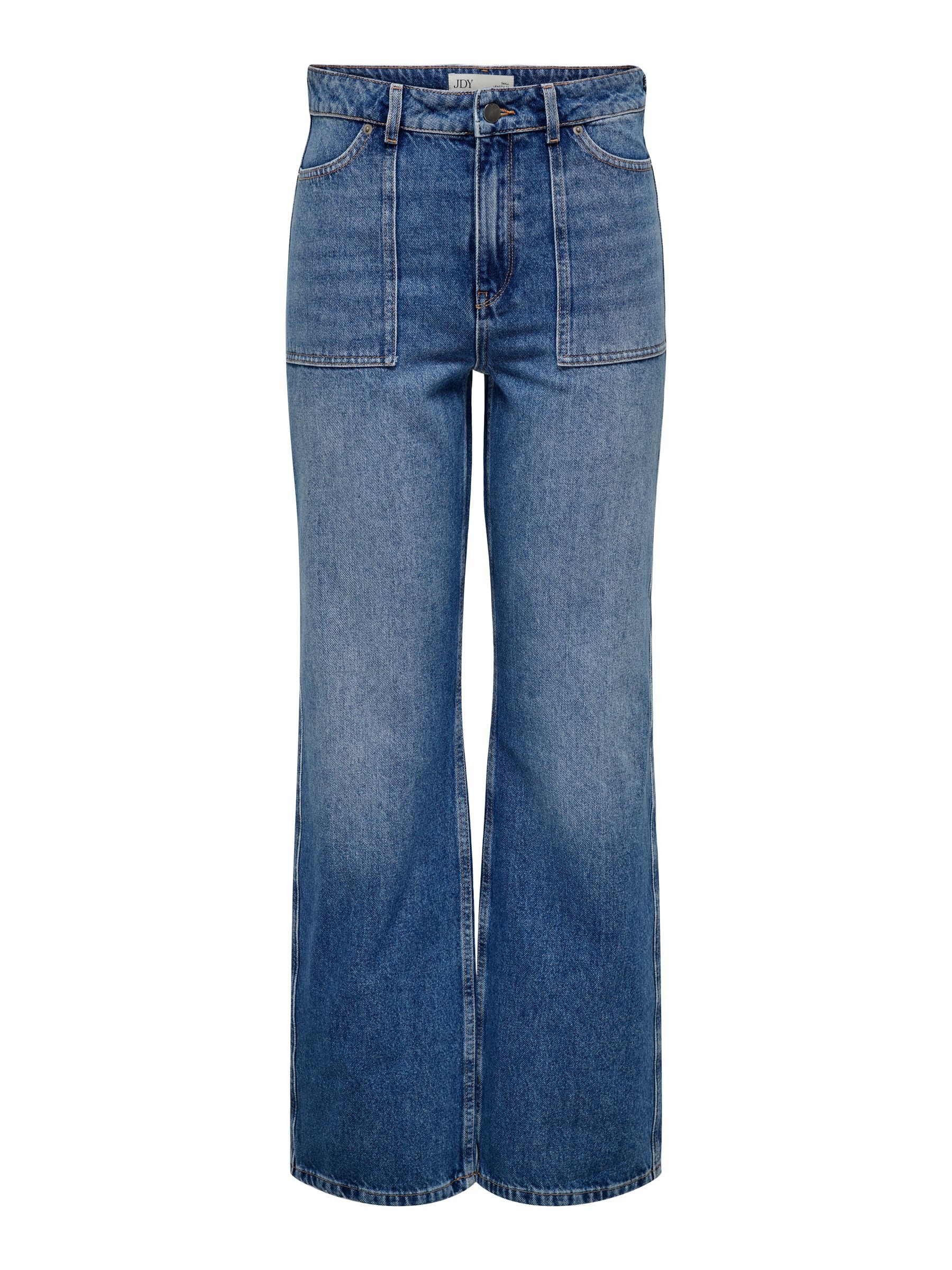 JACQUELINE de YONG Boyfriend-Jeans Coole Jeans mit Design Taschen Weite Denim JDYMAYA HIGH WAIST WIDE JEANS DNM NOOS