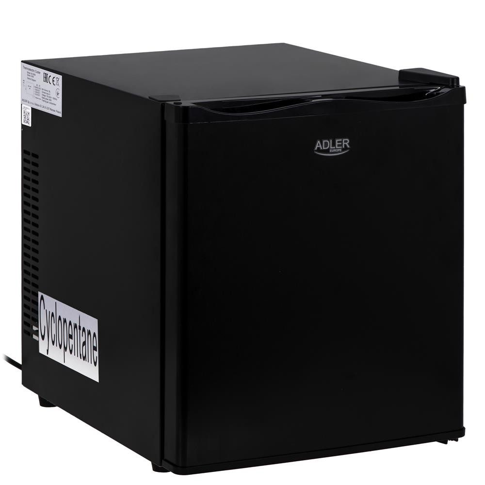 ADLER EUROPE Kühlschrank AD 8089, 38 cm hoch, 45 cm breit, Mini Kühlschrank für Getränke Snacks Kosmetik, schwarz