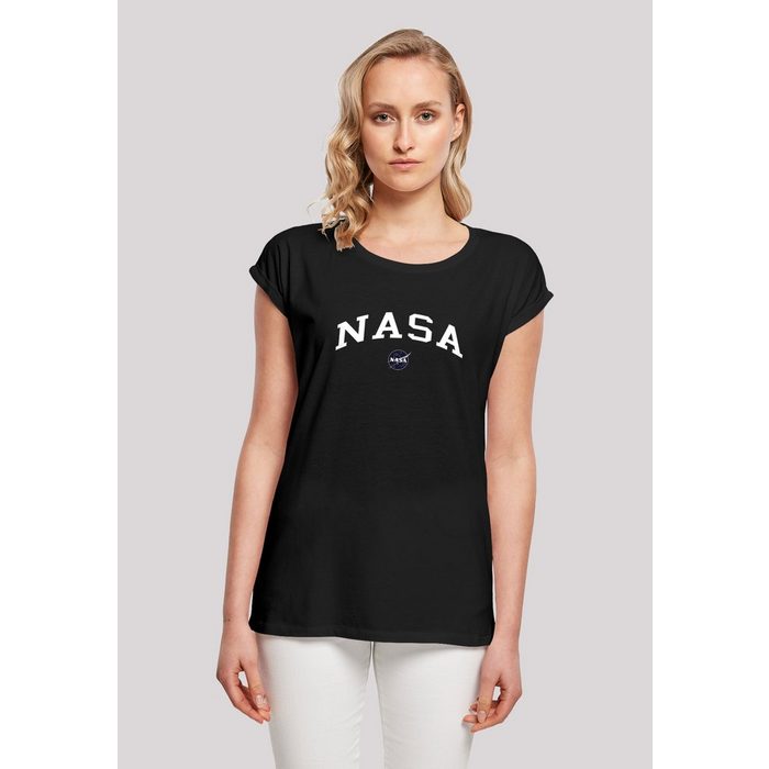 F4NT4STIC T-Shirt Extended Shoulder T-Shirt 'NASA Collegiate Logo' Damen Premium Merch Regular-Fit Kurze Ärmel Bedruckt