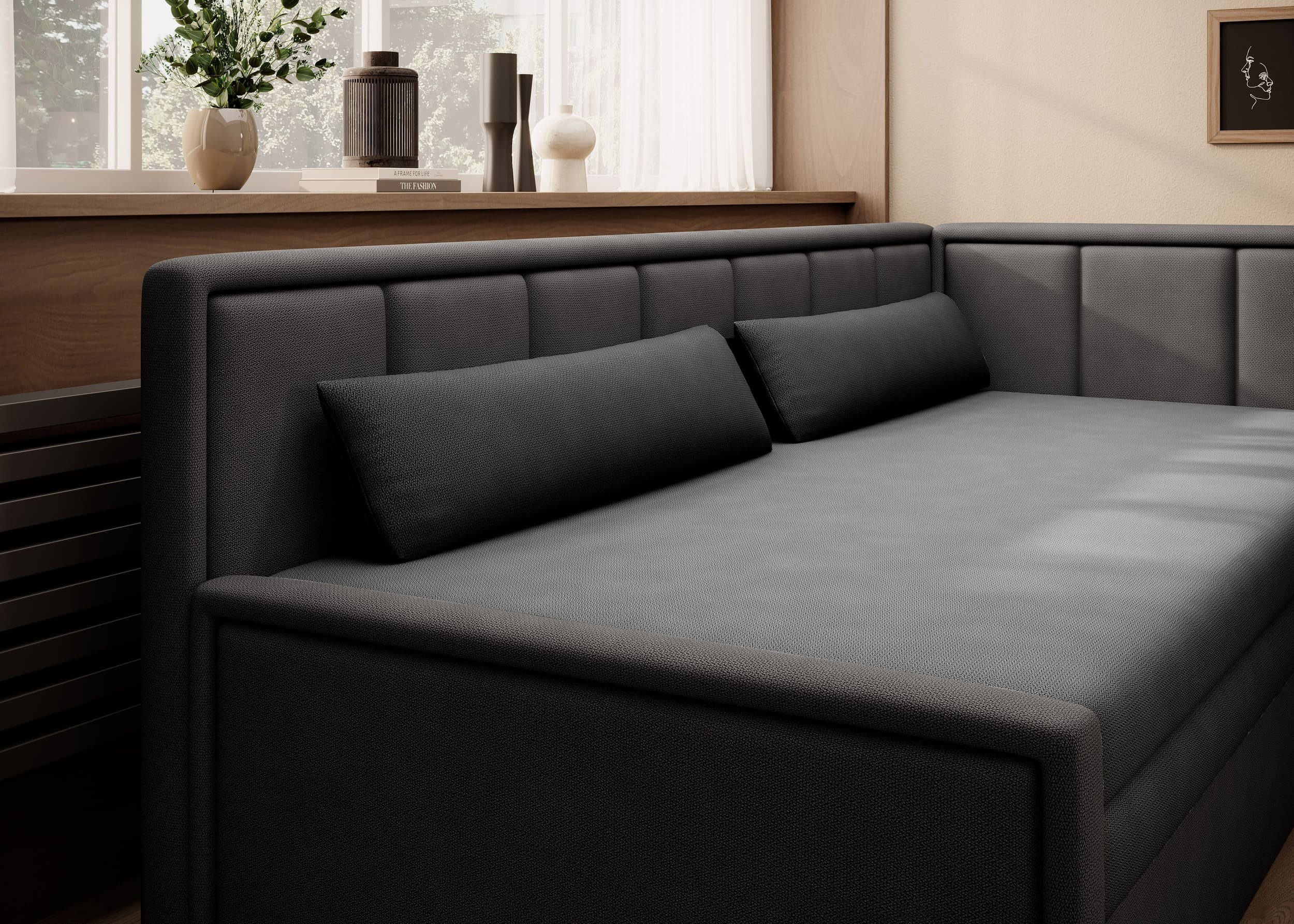 MOEBLO Schlafsofa FULO, Sofa mit Bettfunktion Couch für Wohnzimmer Polstersofa Wohnlandschaft, mit Schlaffunktion und Bettkasten