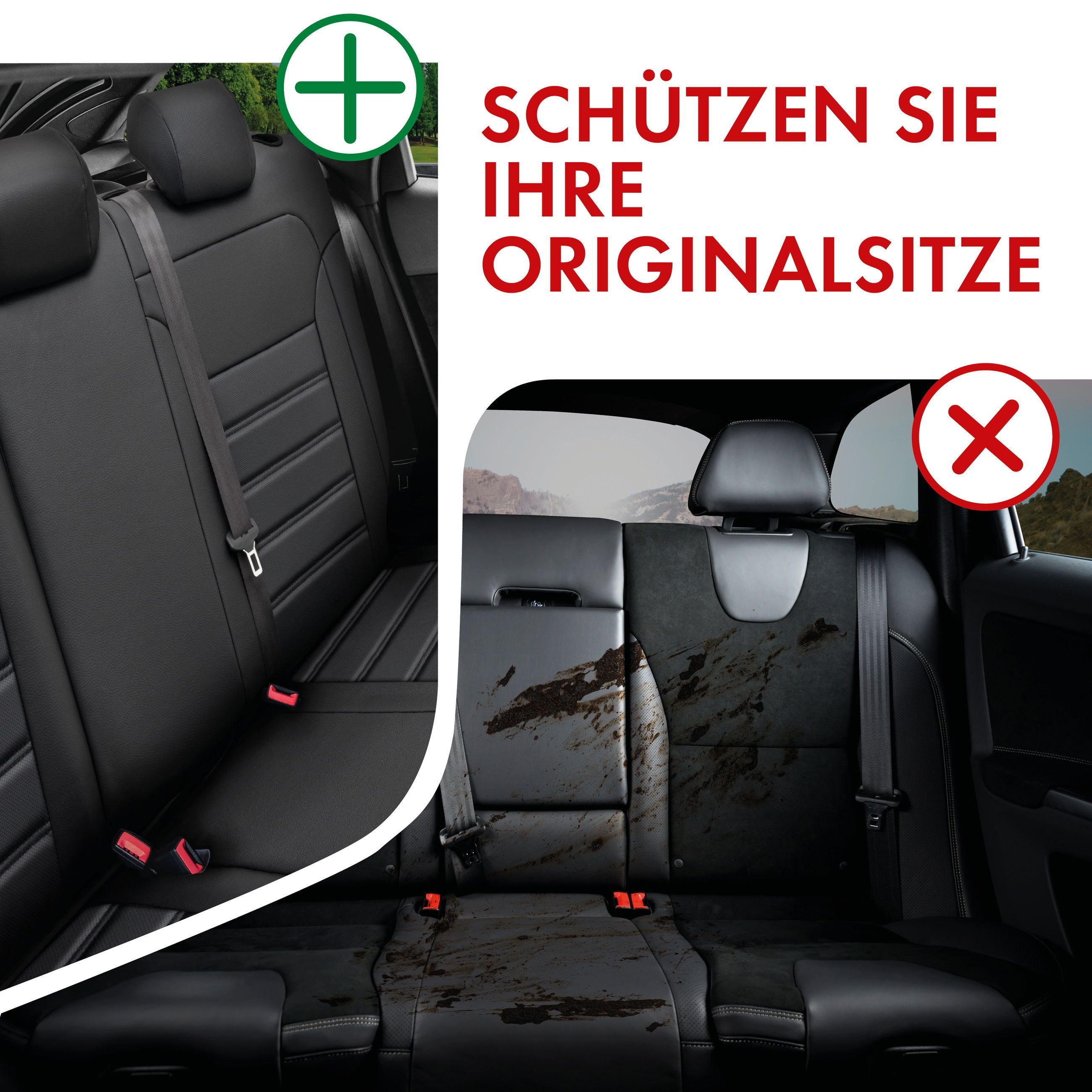 WALSER Autositzbezug Sitzbezug Passform PKW, 1 Rücksitzbezug, Kopfstützenbezüge, 1 Mittelarmlehnenbezug, Lehne ungeteilt, 6-tlg.