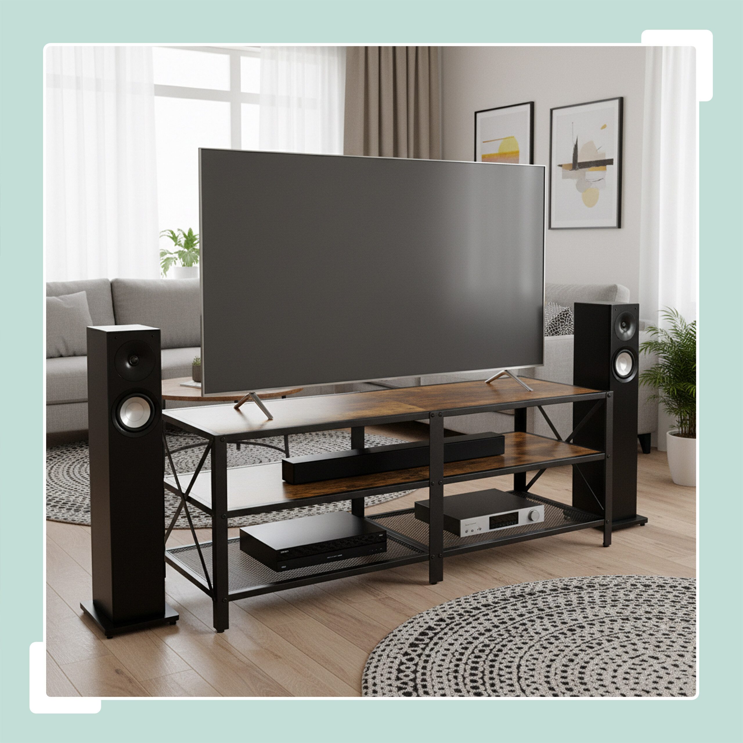 relaxdays TV-Bank TV Lowboard 4 Fächer (1 St), 140 cm – Bild 5 von 5