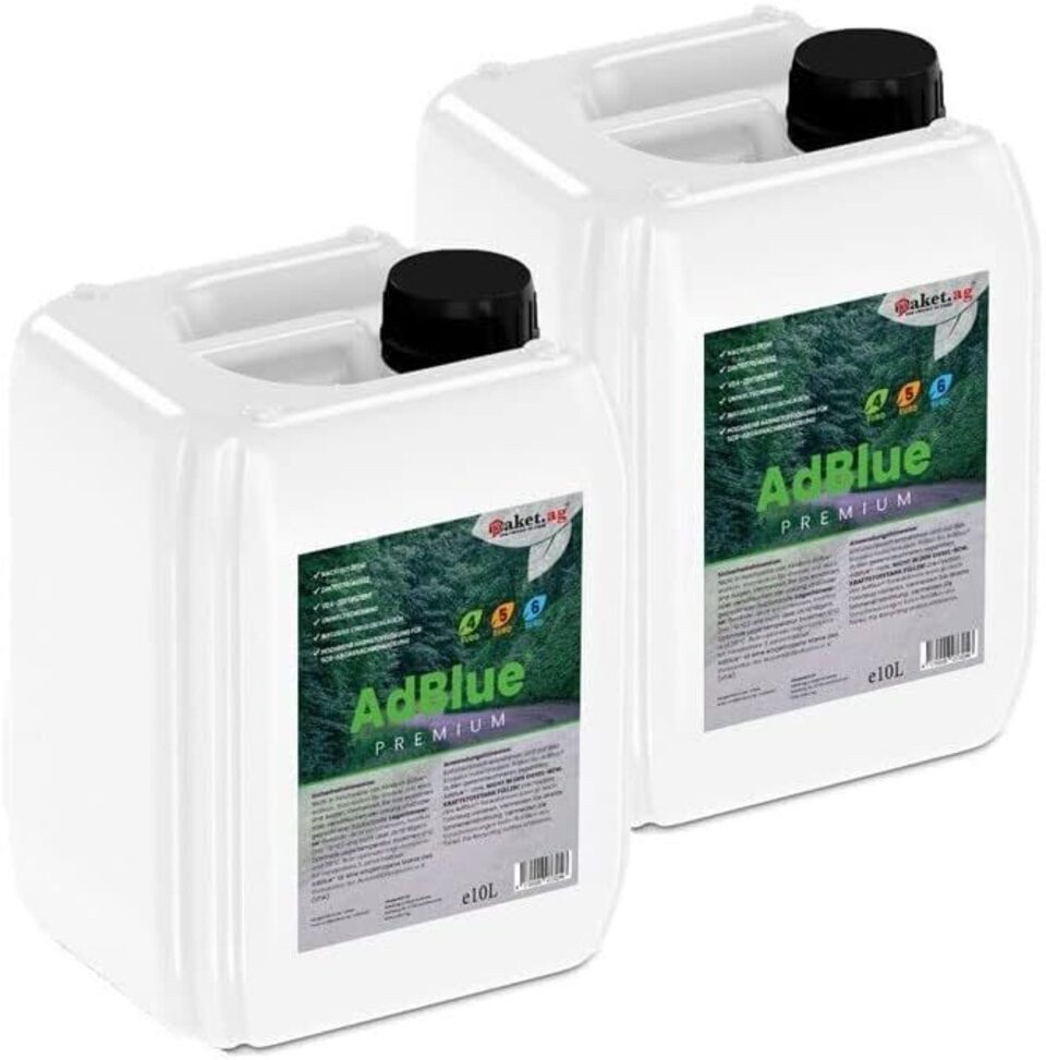 Paket.ag Diesel-Additiv AdBlue® Harnstofflösung für Dieselmotoren Paket AG AdBlue 2 x10 Liter, (1-St) Reduzierung schädlicher Stickoxide
