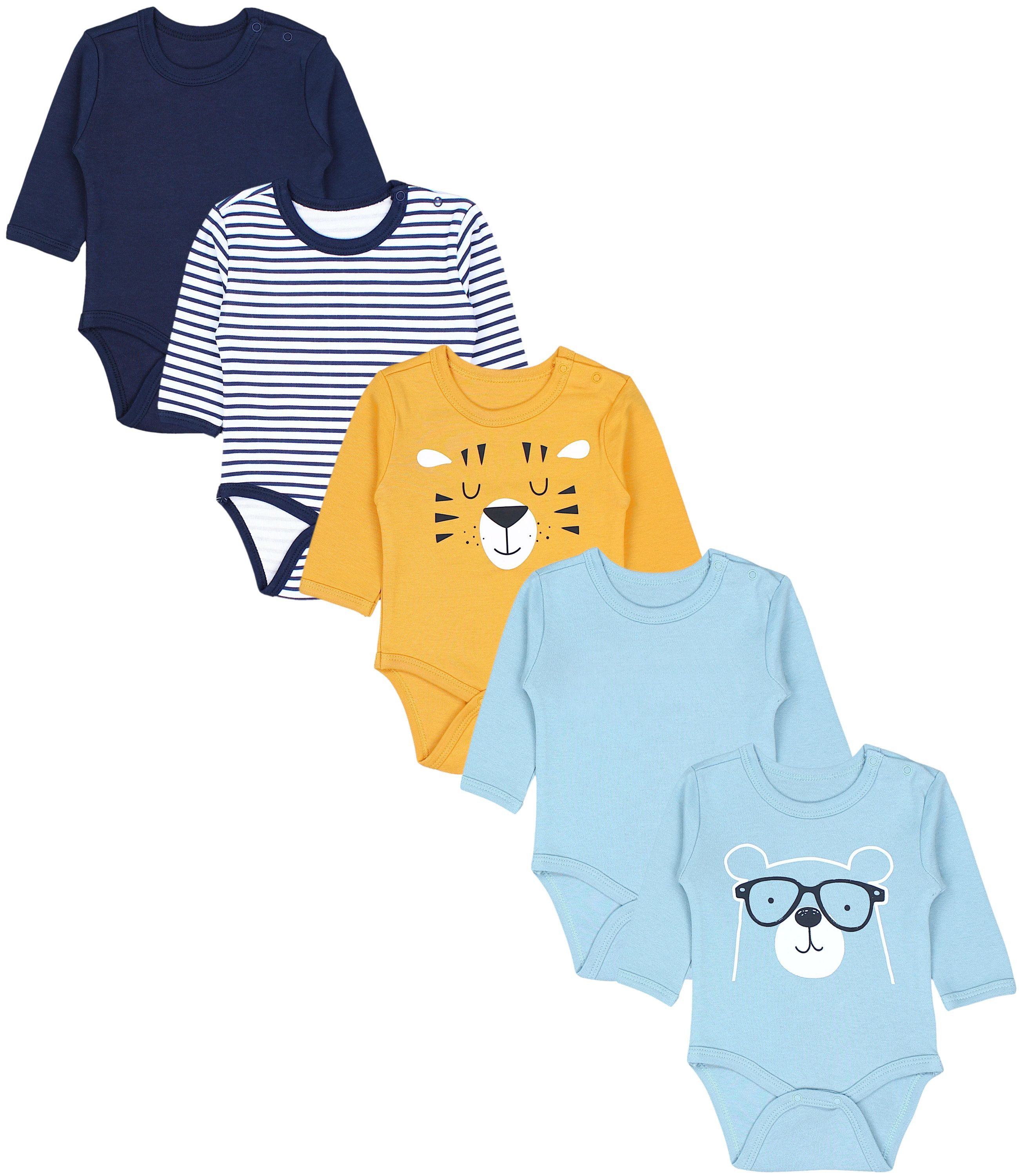 Langarmbody TupTam Jungen Baby Body Langarm Unifarben 5er Pack