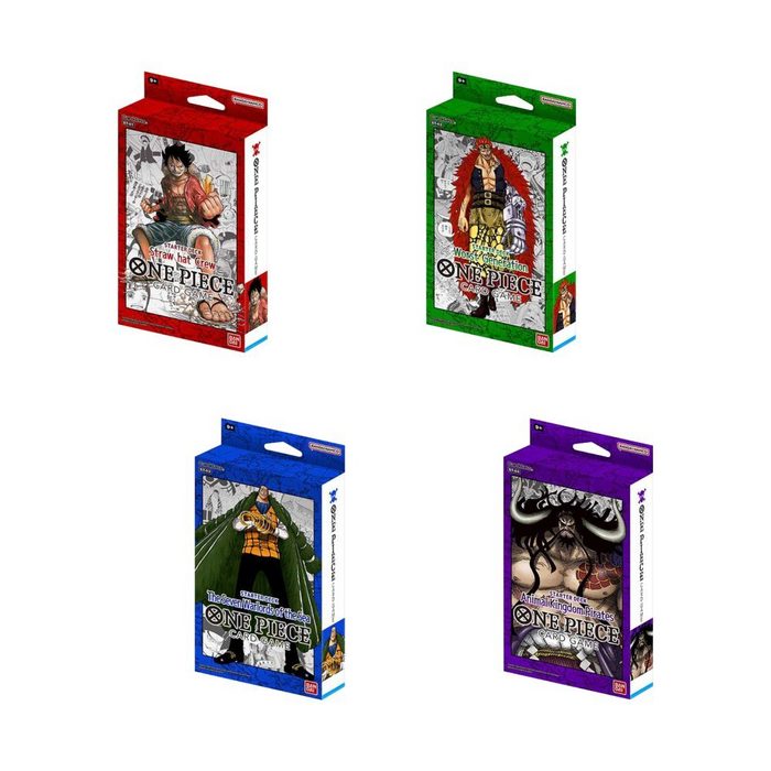 Bandai Sammelkarte One Piece Card Game Starter Deck 4er Bundle Set englisch