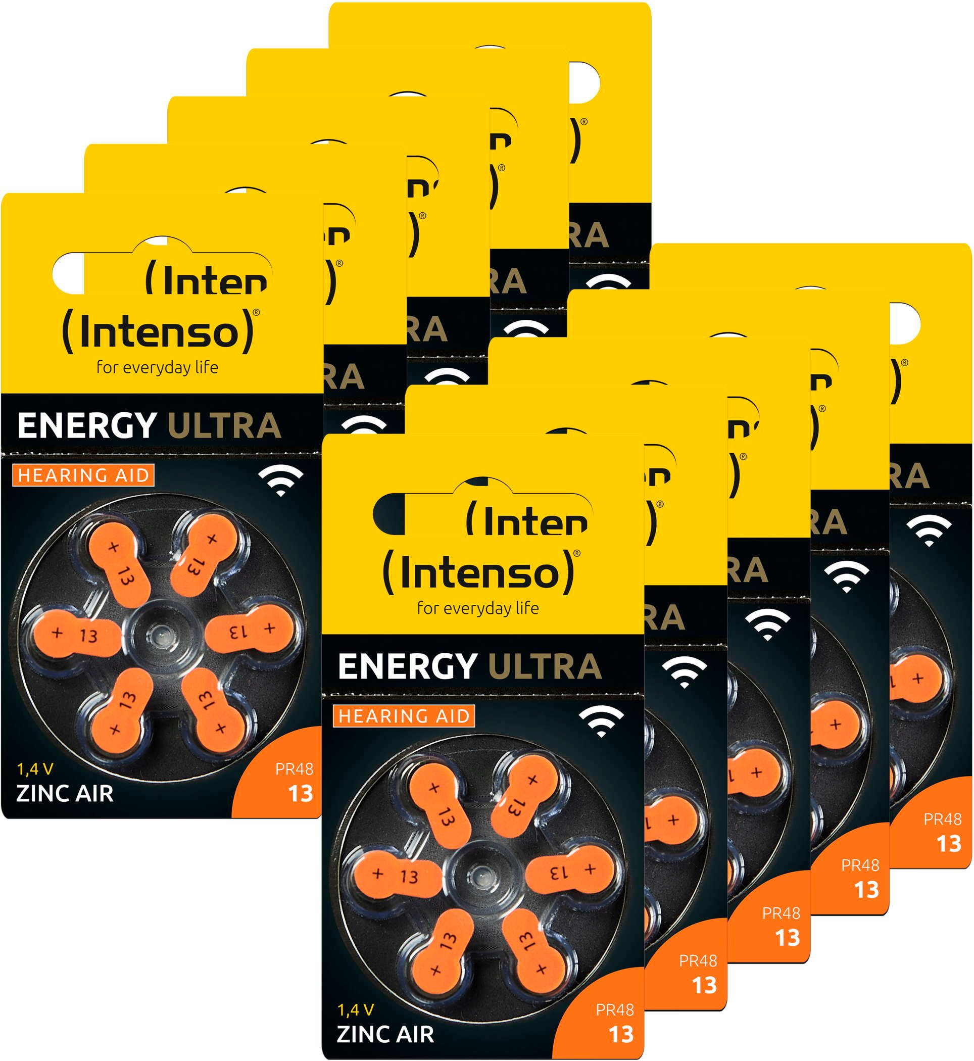 Intenso 60 Energy Ultra Typ 13 Zink-Luft Hörgerätebatterien im 6er Blister Knopfzelle