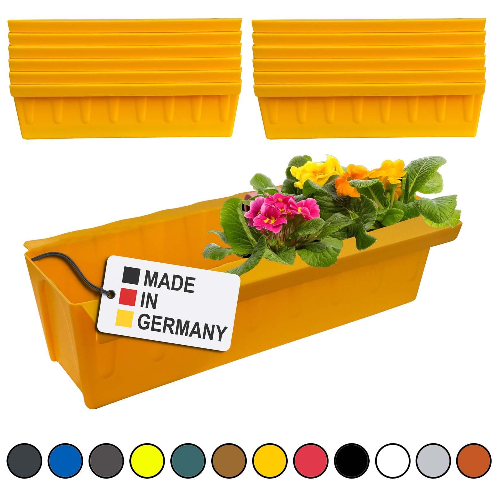 BURI Blumenkasten Europaletten Blumenkasten Gelb 12er-Set zum Anhängen Pflanzkasten
