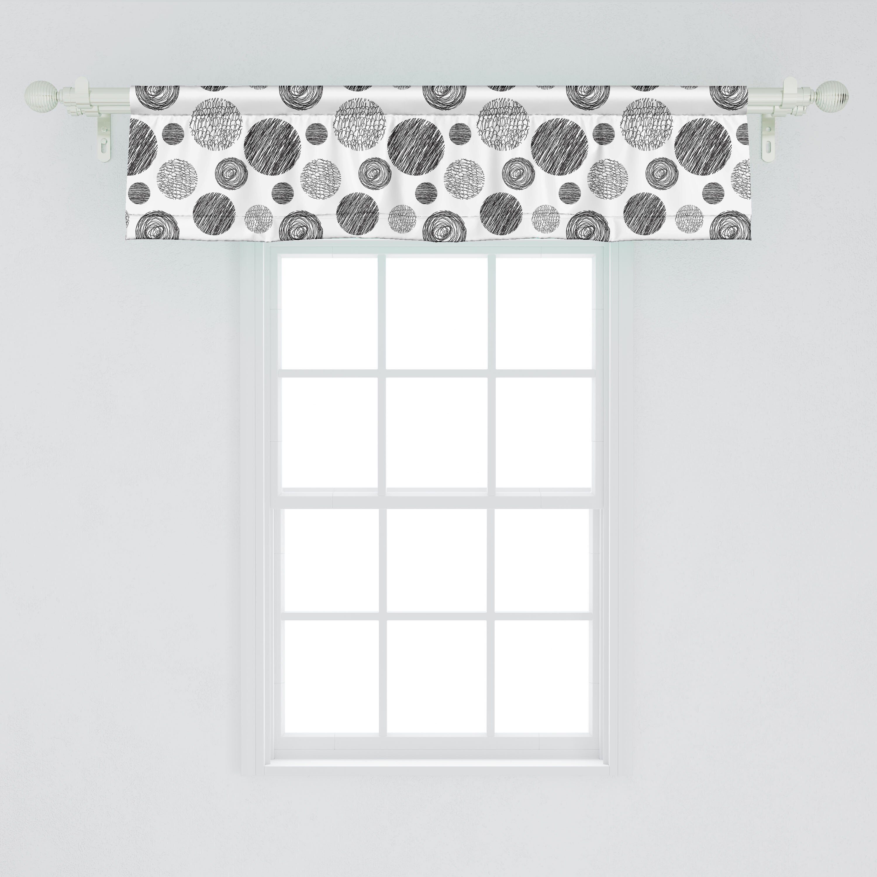 Scheibengardine Vorhang Volant Dots Circular Küche Abakuhaus, Stangentasche, Abstrakt für Dekor Schlafzimmer Microfaser, Doodles mit