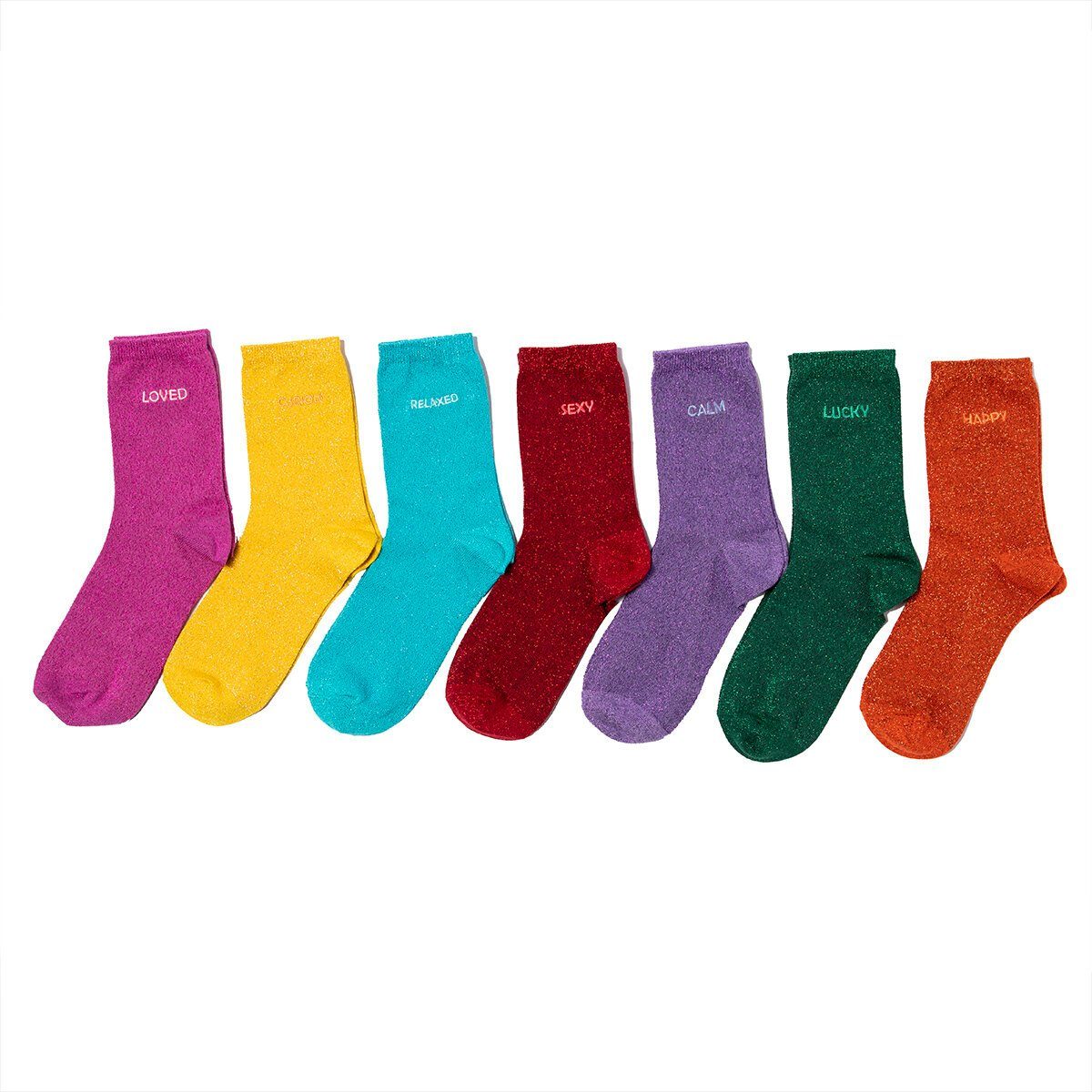 BIGGDESIGN Socken Biggdesign Moods Up 7-Paar Glitzer Socken Set