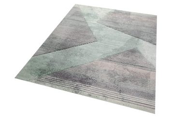 Teppich Moderner Teppich Wohnzimmer abstraktes Muster gestreift schwarz grau grün rosa - pflegeleicht, Teppich-Traum, rechteckig, Höhe: 1.3 mm