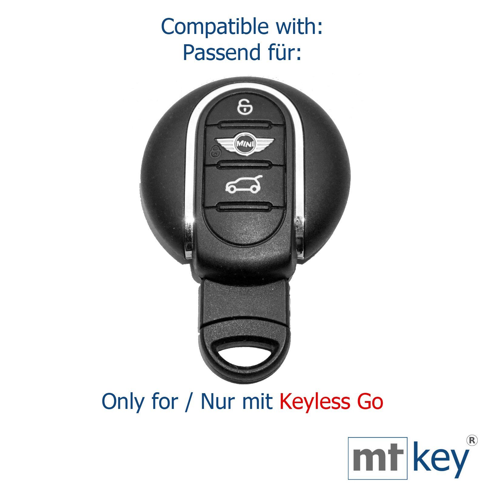 mt-key Schlüsseltasche Autoschlüssel Softcase Silikon Blau, Tasten Mini F55 Clubman F54 Countryman für 3 Schutzhülle F57 KEYLESS F60 F56