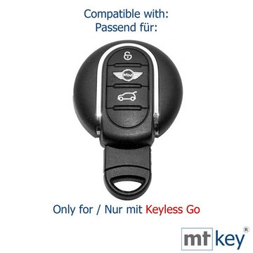 mt-key Schlüsseltasche Autoschlüssel Softcase Silikon Schutzhülle Weiß, für Mini F56 F54 F55 F57 F60 Clubman Countryman 3 Tasten KEYLESS