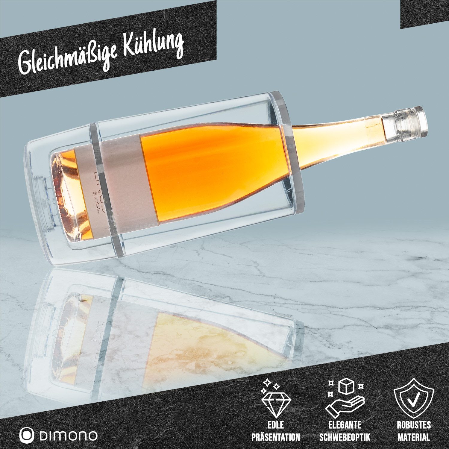 Dimono Wein- und Sektkühler Dimono Wein- und Sektkühler Edelstahl – Thermo Flaschenkühler XXL, aus Doppelwandigen gebürsteten Edelstahl
