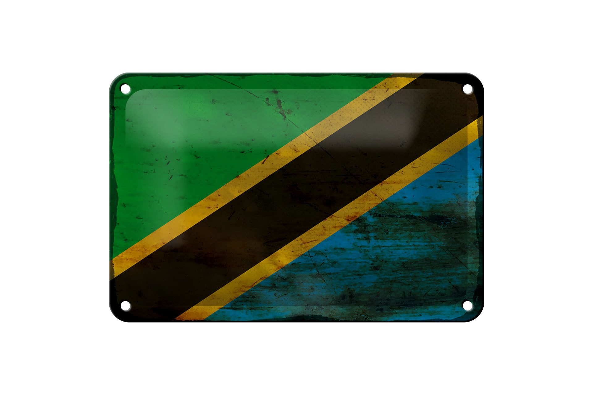 Femer GmbH Metallschild Flagge Tansania 18x12cm Flag of Tanzania Rost, (1 St), gewölbte Oberfläche, abgerundete Ecken, umgeschlagene Kanten