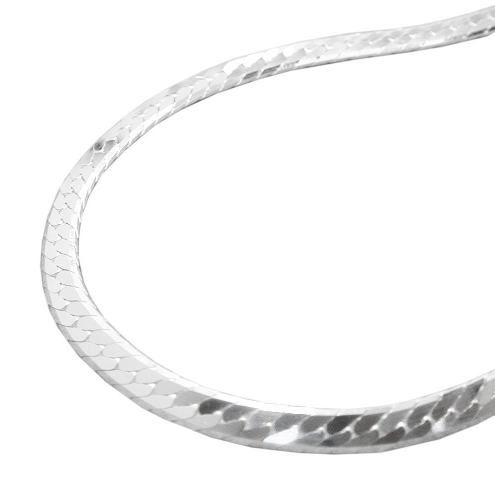 unbespielt Silberkette 925 Silber Panzerkette 3 mm flach Halskette Damen 42 cm, Silberschmuck für Damen