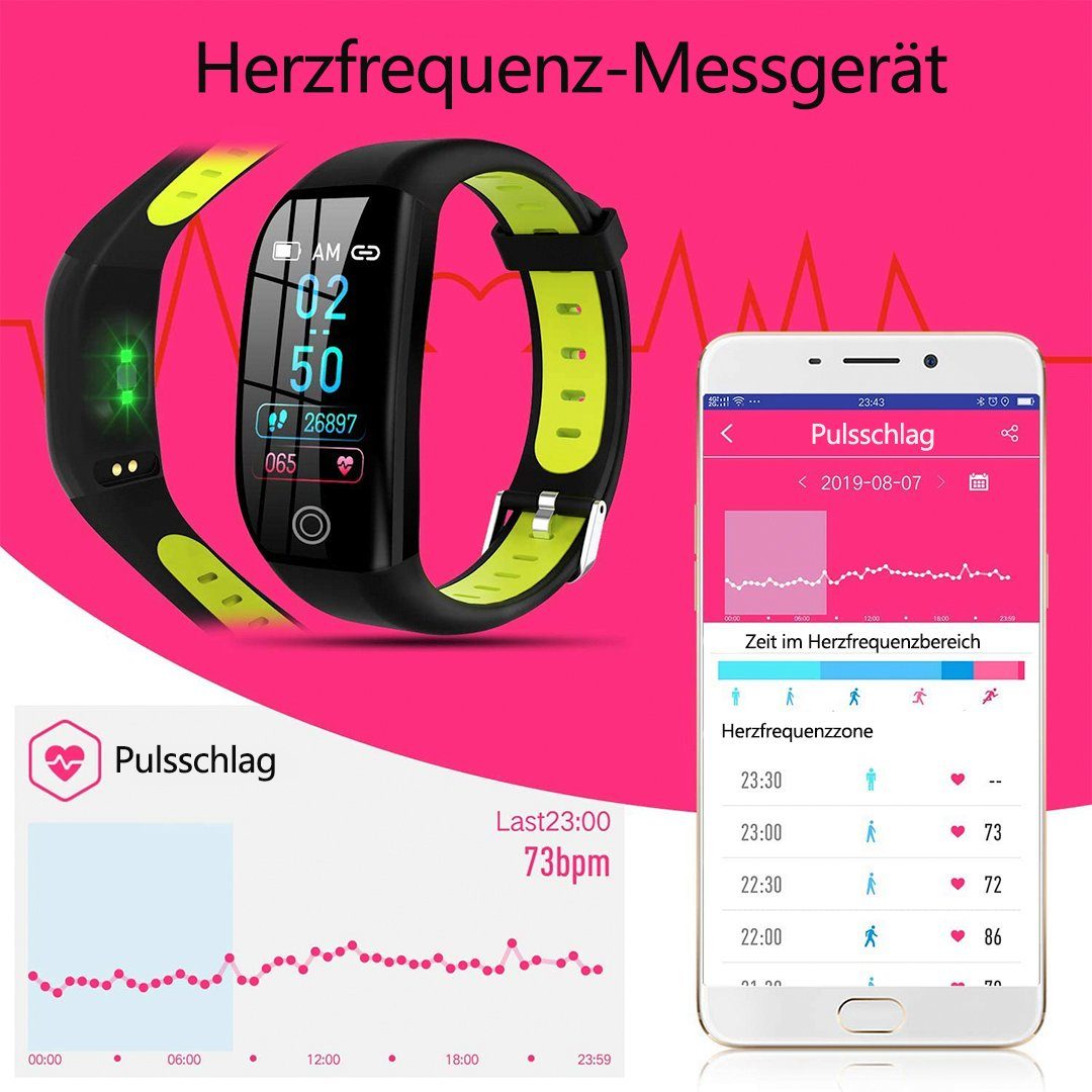 Armband Fitness Smartwatch Grün Sportuhr Sportuhr Tracker SOTOR Blutdruckmessung Pulsuhr
