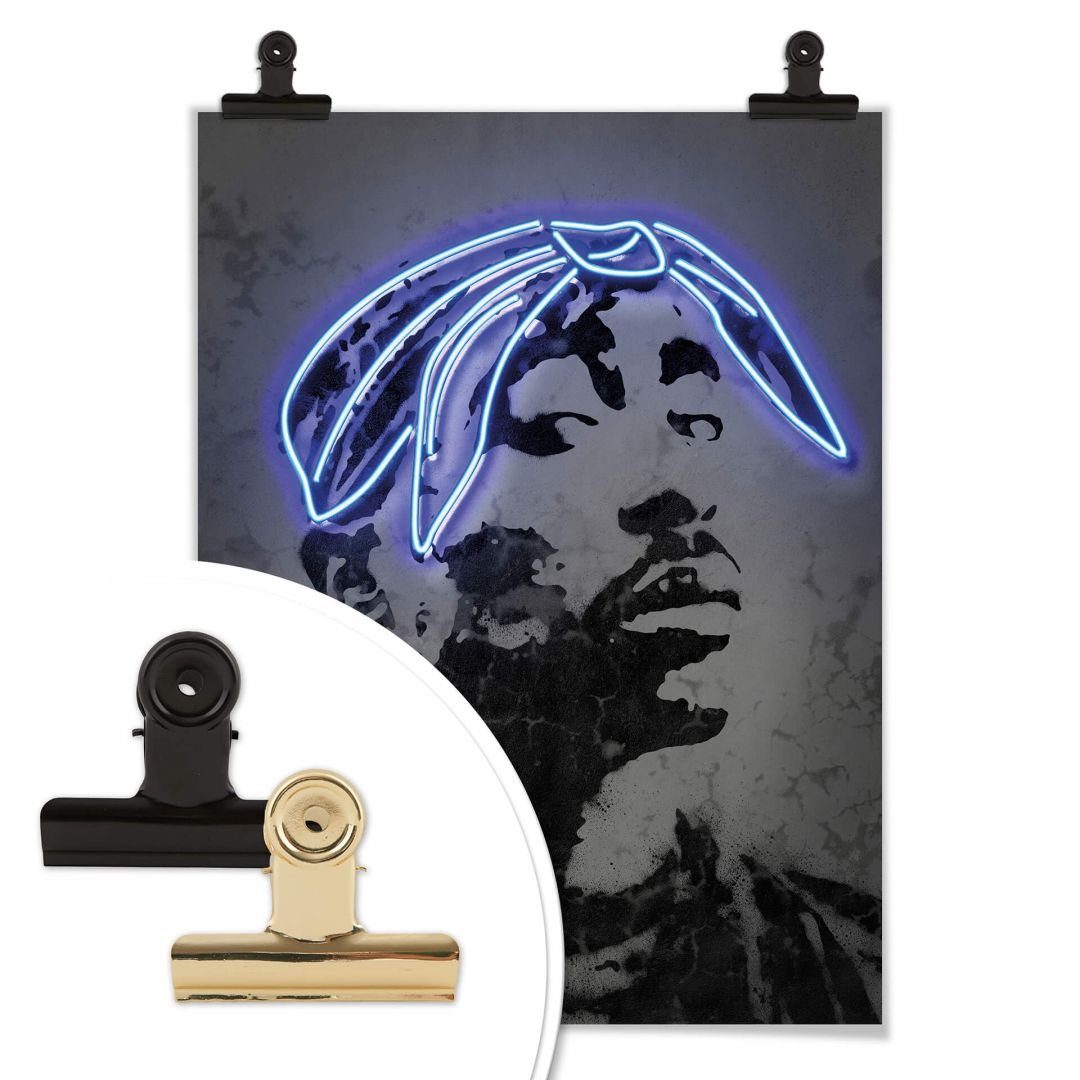K&L Wall Art Poster Poster Mielu Neon Streets Kult 2Pac Tupac Amaru Shakur, Wohnzimmer Wandbild modern