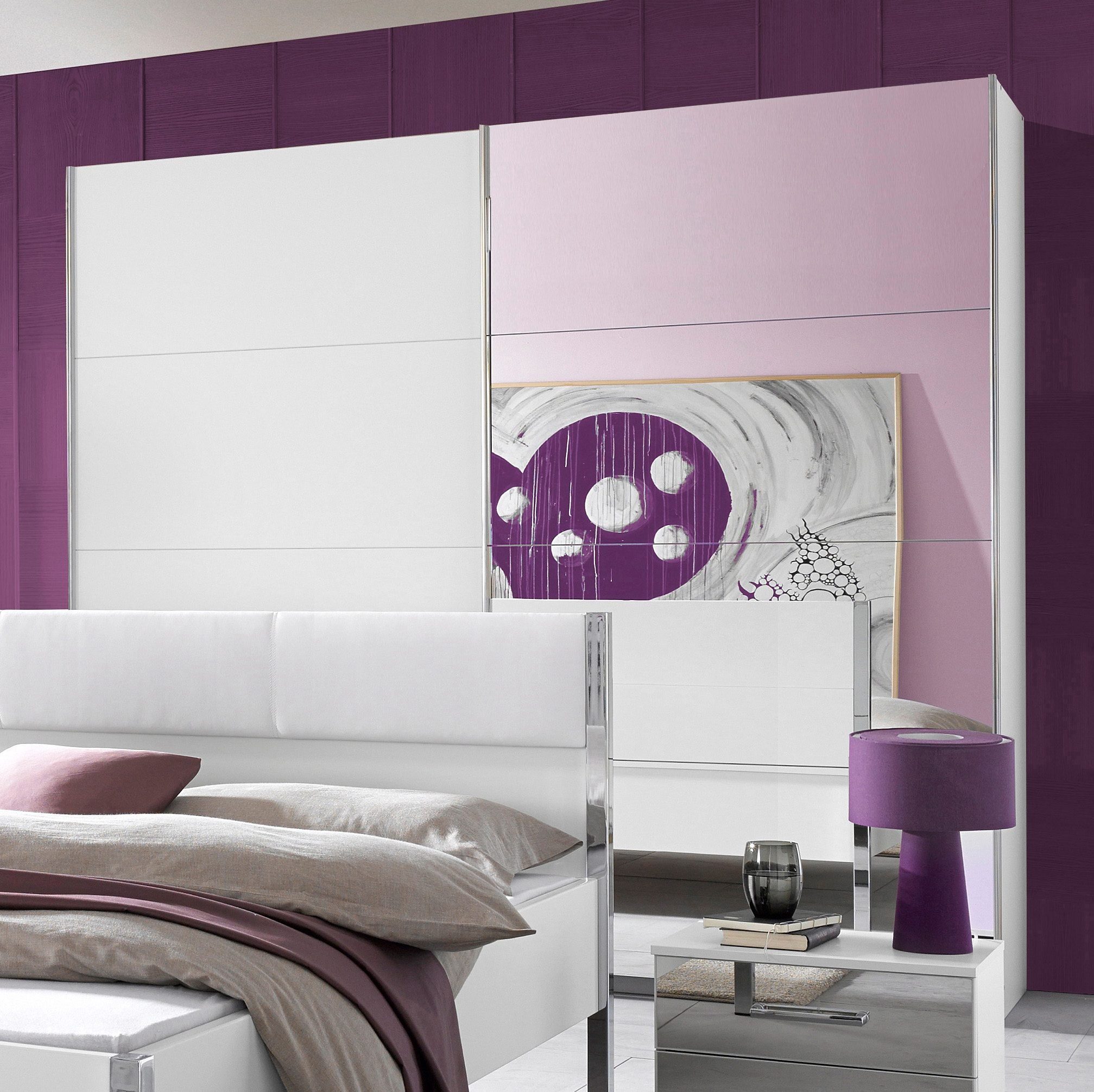 rauch Schwebetürenschrank Kleiderschrank Schrank Ankleide Garderobe Schlafzimmerschrank MOITA (Breiten: 181/226/271 cm, Höhe 210 cm) mit Spiegel und Metallgriffleisten in Alu MADE IN GERMANY