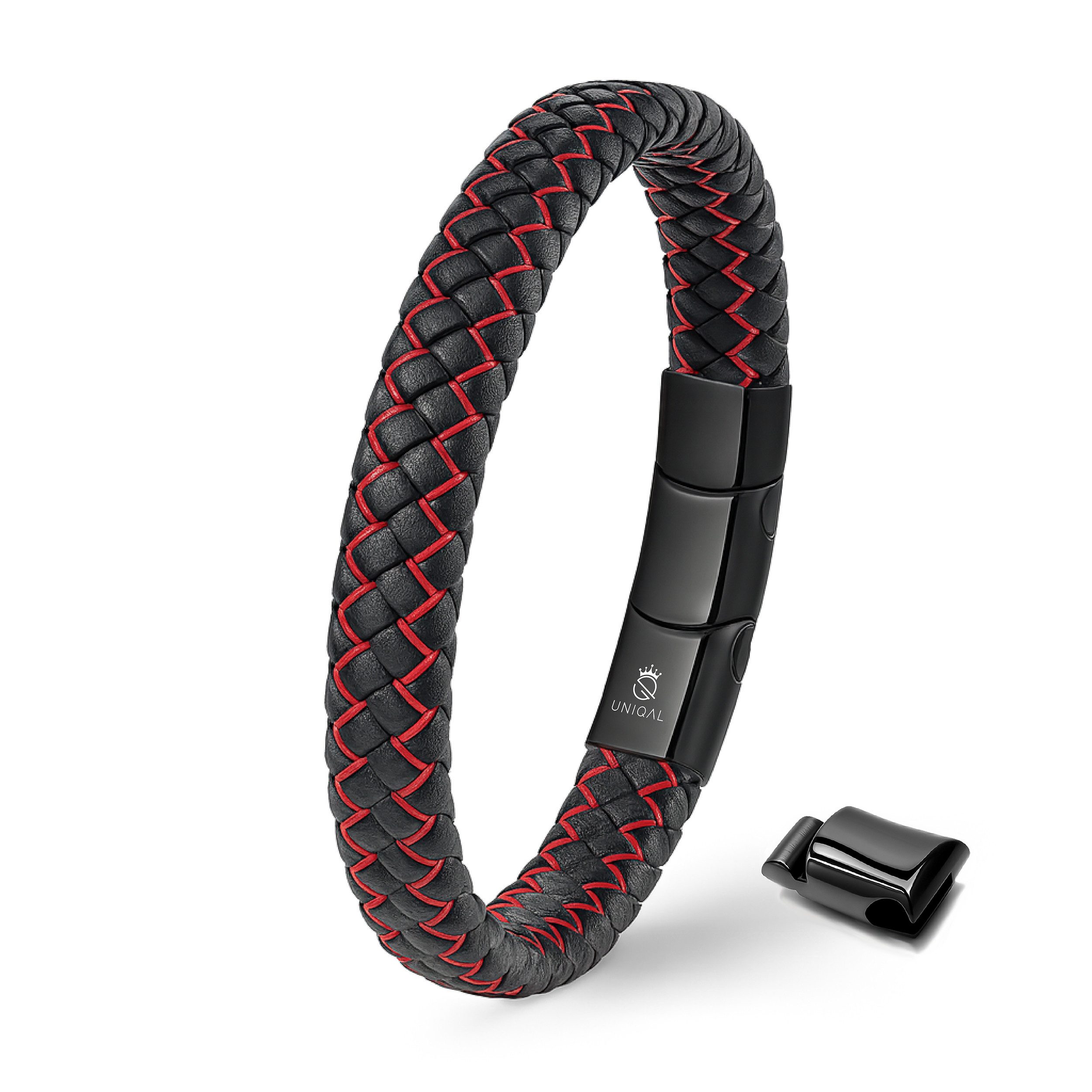 UNIQAL.de Lederarmband "MULTY COLOR" Geflochtenes Echtlederaccessoire mit Magnetverschluss (Edelstahl, Verlängerungsglied, Unisex, klassisches Design), Premium-Qualität – handgefertigt, kombinierbar, sportlich-elegant.